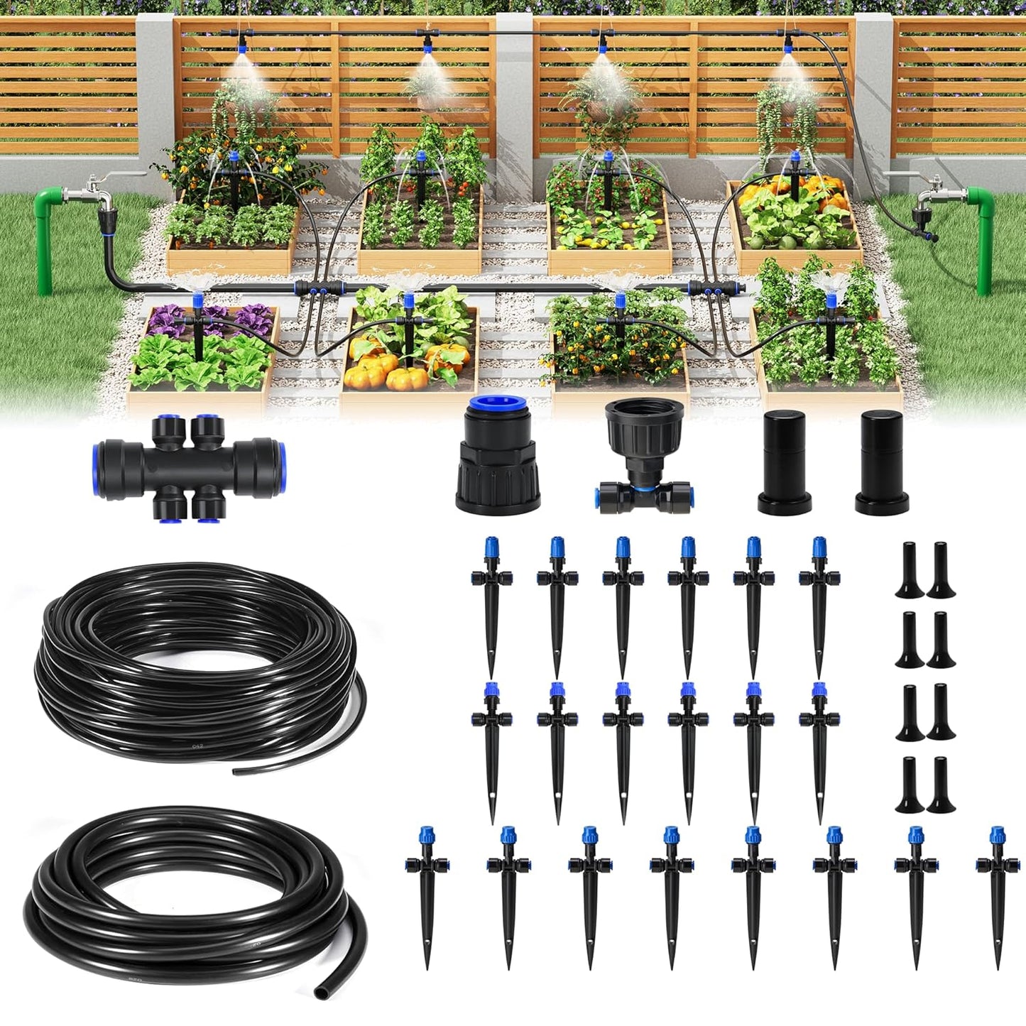 HIRALIY 128FT Drip Irrigation System for Efficient Watering