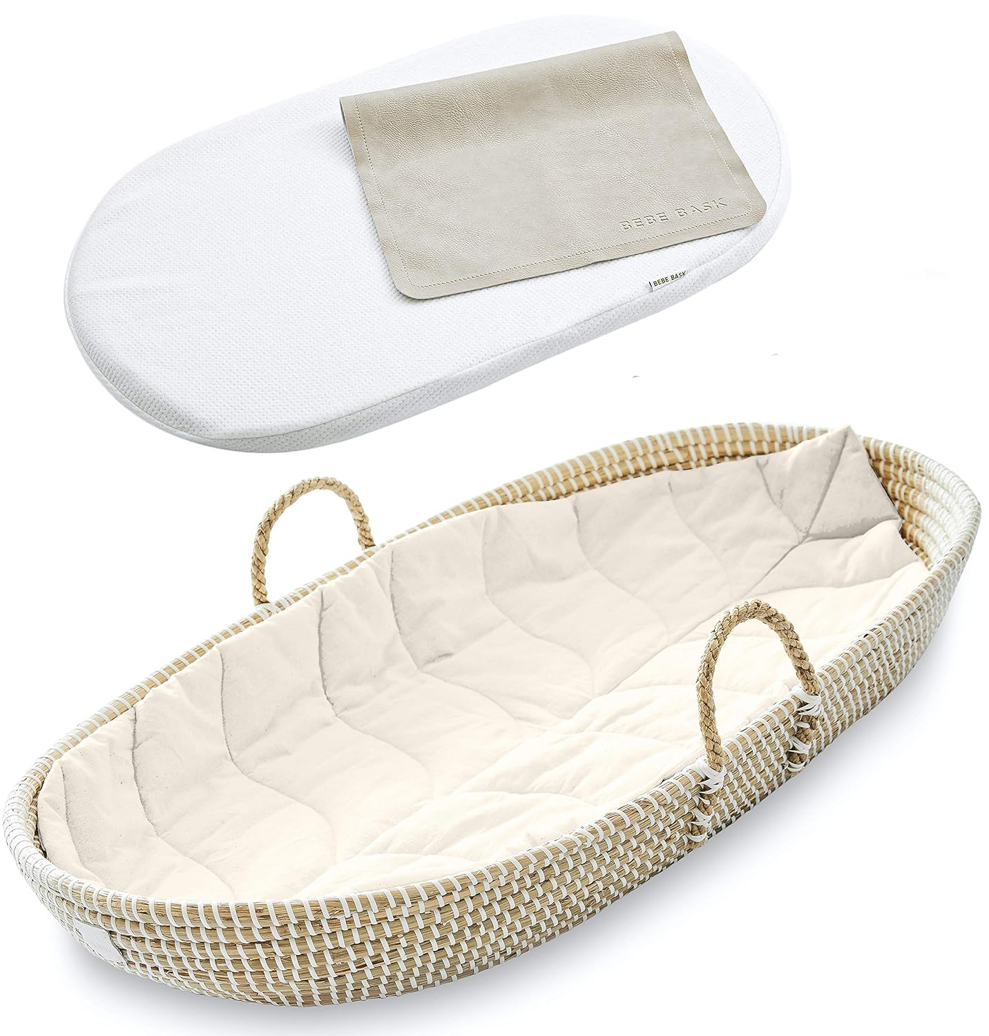 BEBE BASK Premium Baby Changing Basket - Artisan-Crafted Seagrass