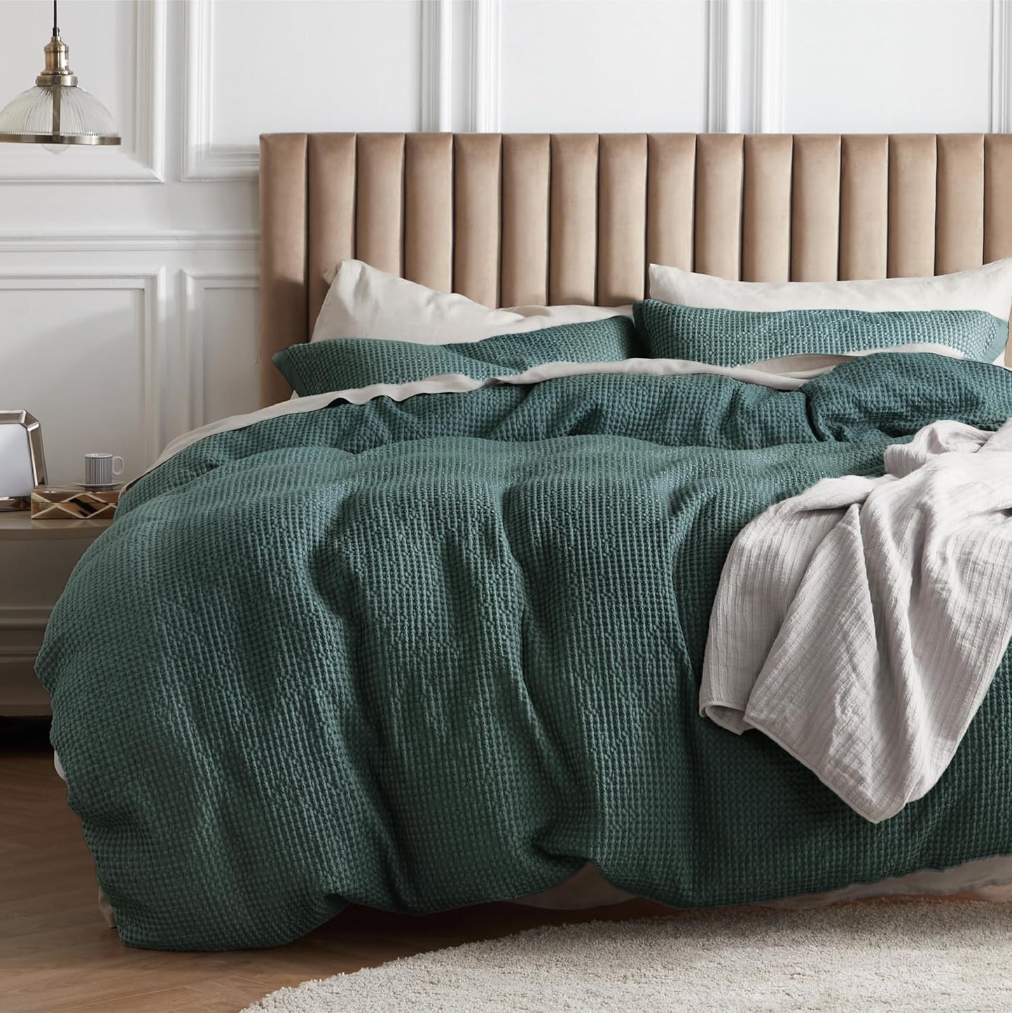 Bedsure Cotton Duvet Cover Queen - Soft Waffle Weave Comfort