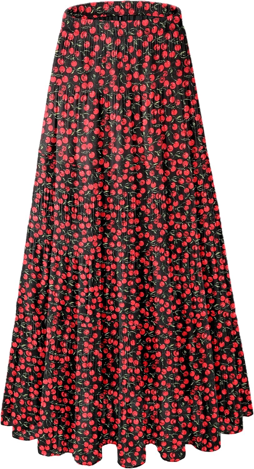Women's Chiffon White Flowy Maxi Skirts for Boho Fall Style