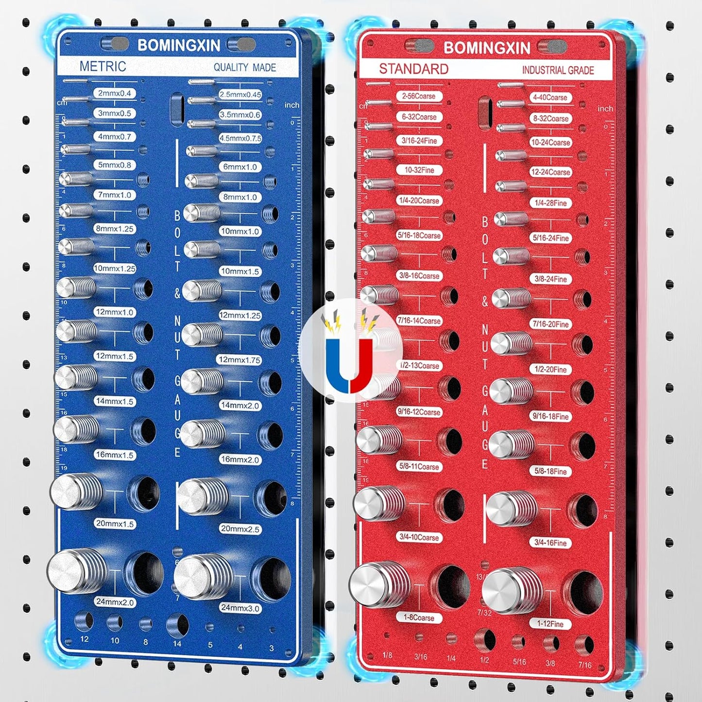 Upgrade 70 Nut and Bolt Thread Checker with Magnetic Base