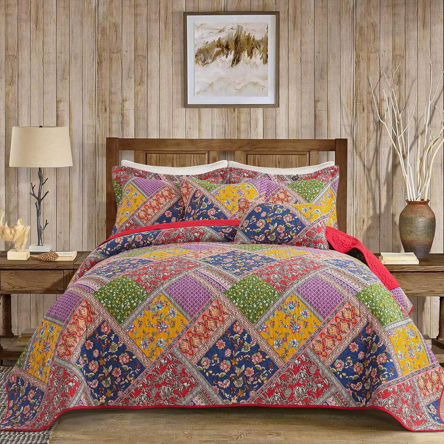 VAPUTAR Cotton Quilt Queen Size Set for All Season Comfort