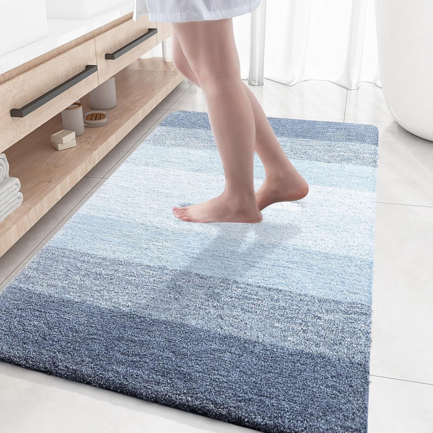 OLANLY Extra Soft Microfiber Bath Rugs Mat 59x35 for Comfort