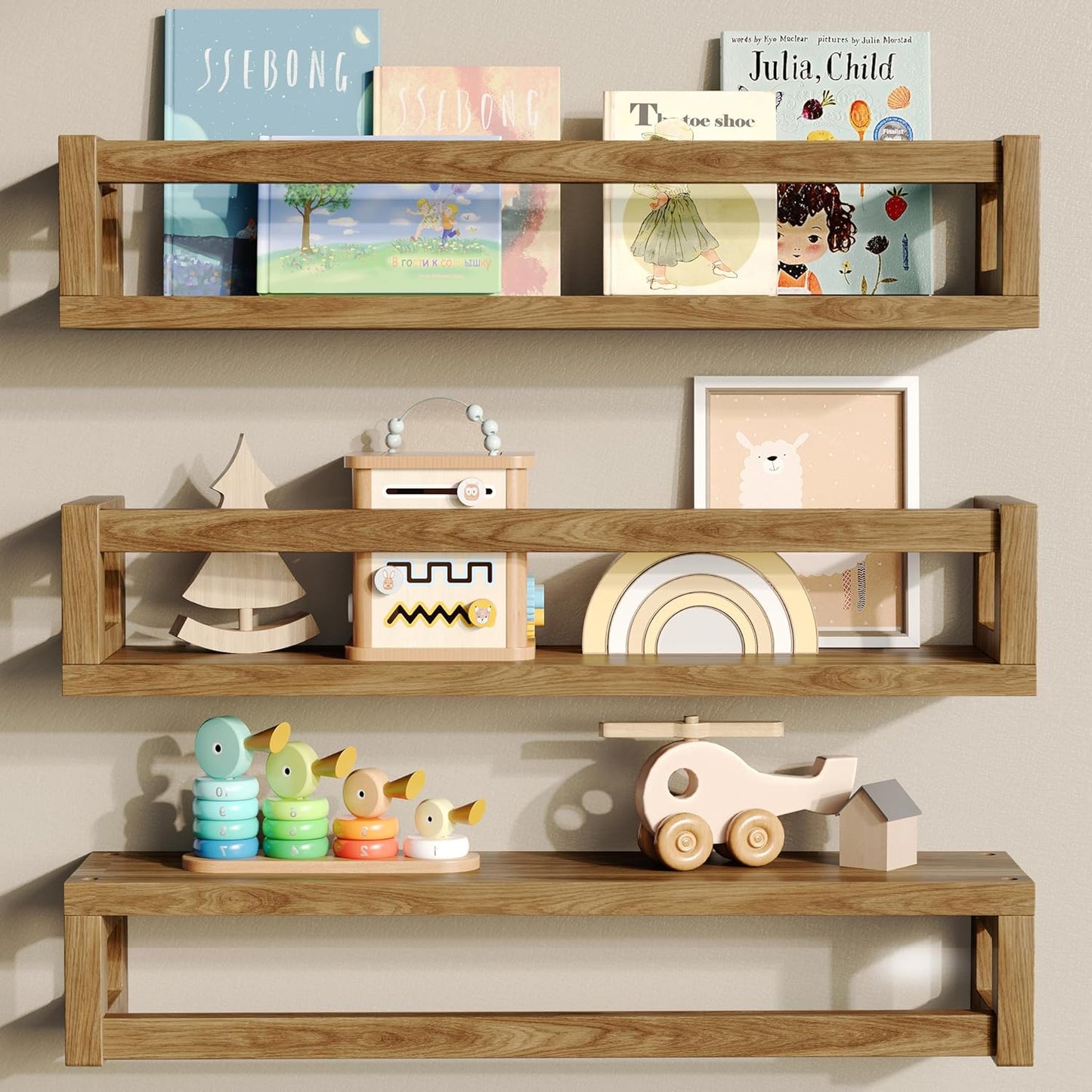 Upgraded Thick Floating Shelves for Kids and Nursery Decor