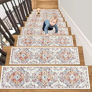 HEBE Non Slip Carpet Stair Treads for Wooden Steps - Set of 15