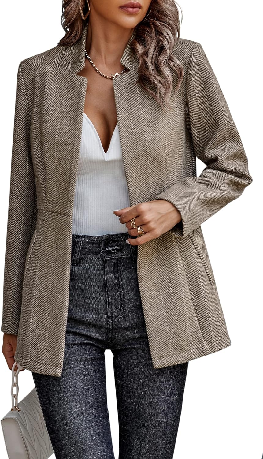 CCTOO Women's Casual Open Front Blazer for Stylish Work Wear