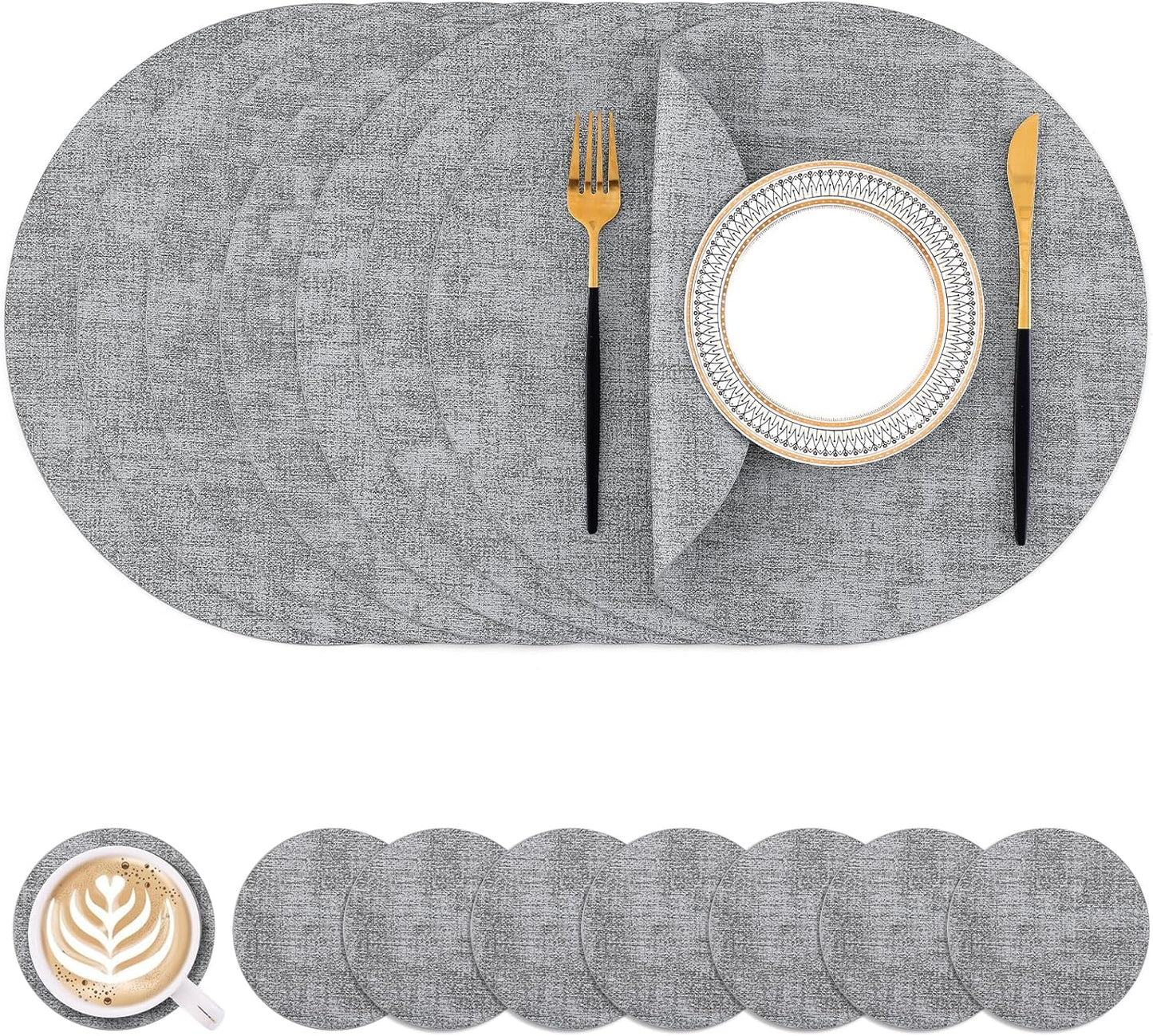 Homaxy Round Faux Leather Placemats for Elegant Dining