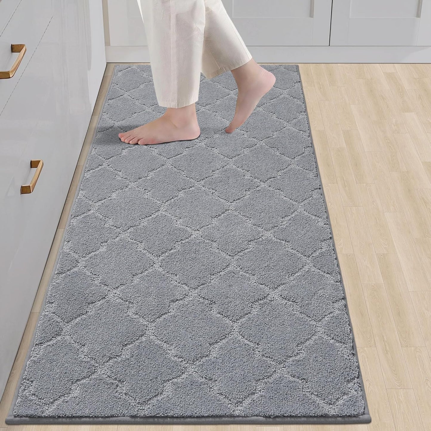 COSY HOMEER Kitchen Runner Rug Non-Slip Washable 24x60 in Grey