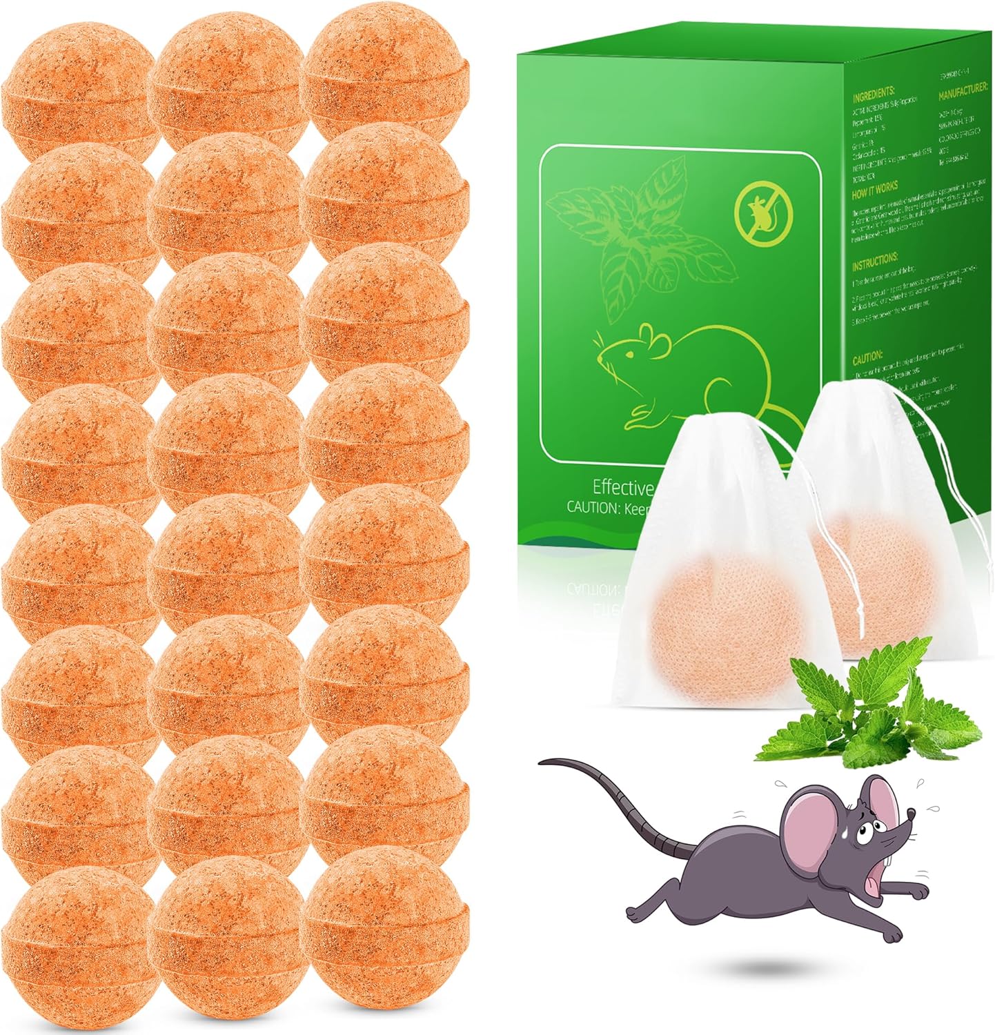 24 Pack Peppermint Mouse Repellent Balls - Pest-Free Everywhere!