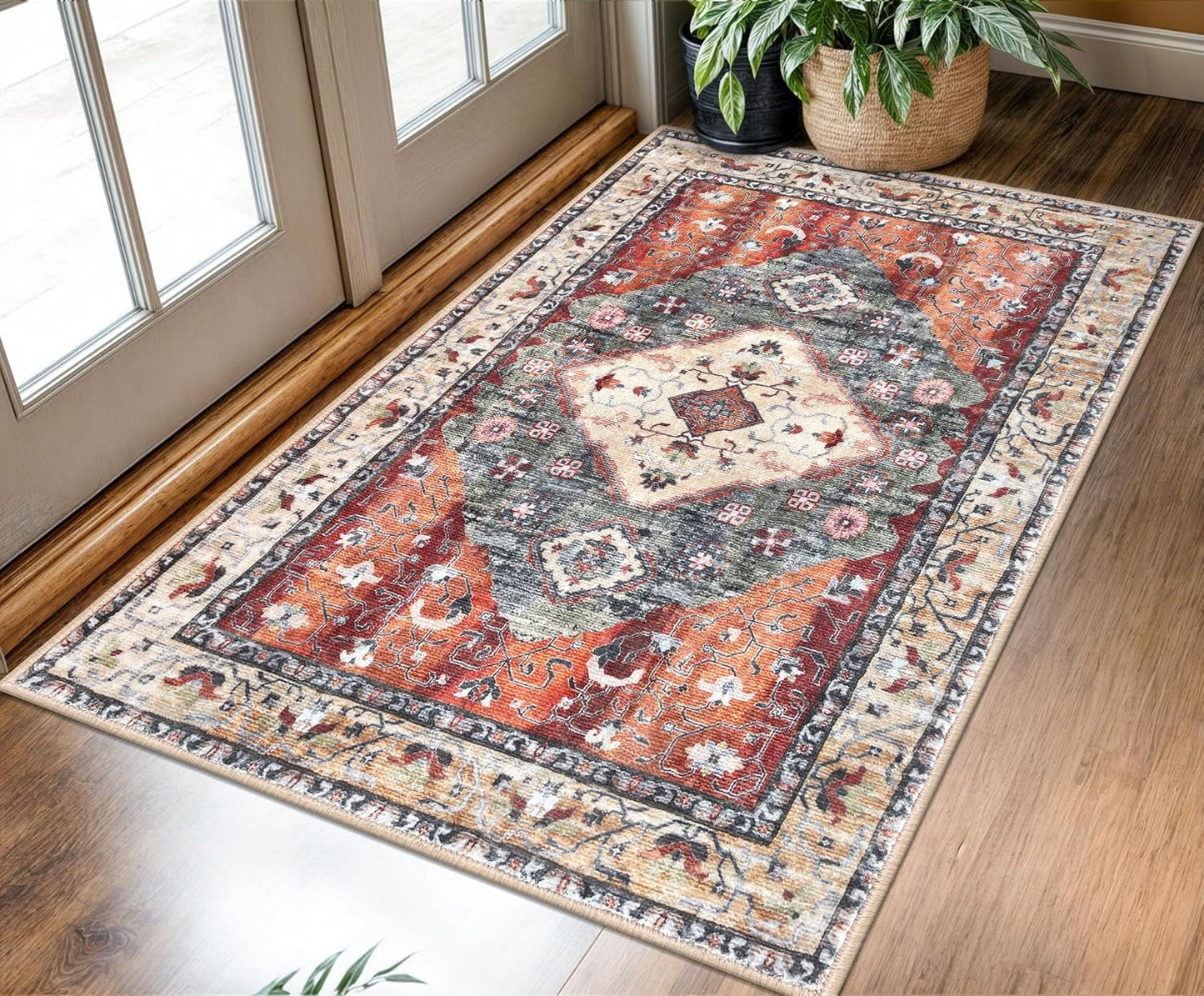 KOZYFLY Boho Area Rug 3x5 Ft for Entryway and Living Room
