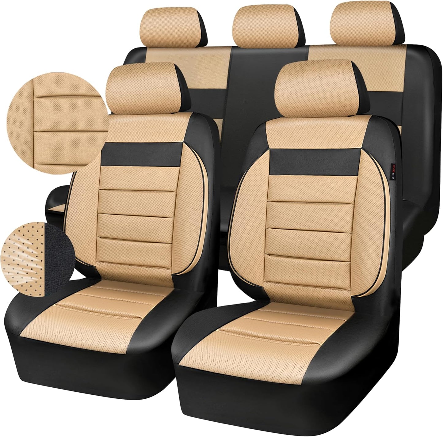 CAR PASS Leather Seat Covers Full Set for SUV, Sedan, Van