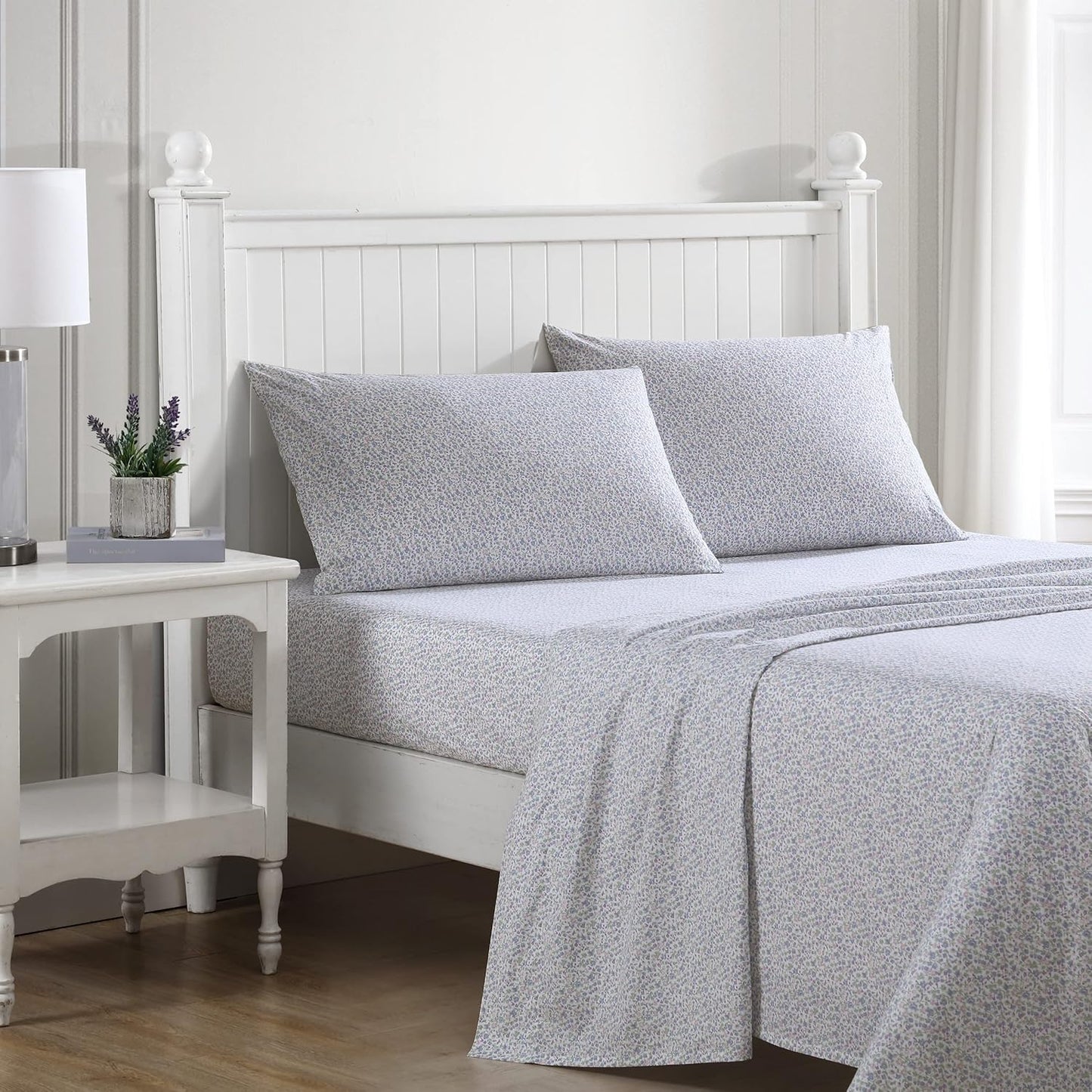 Laura Ashley Twin Sheets Set - Lightweight Cotton Percale Bedding