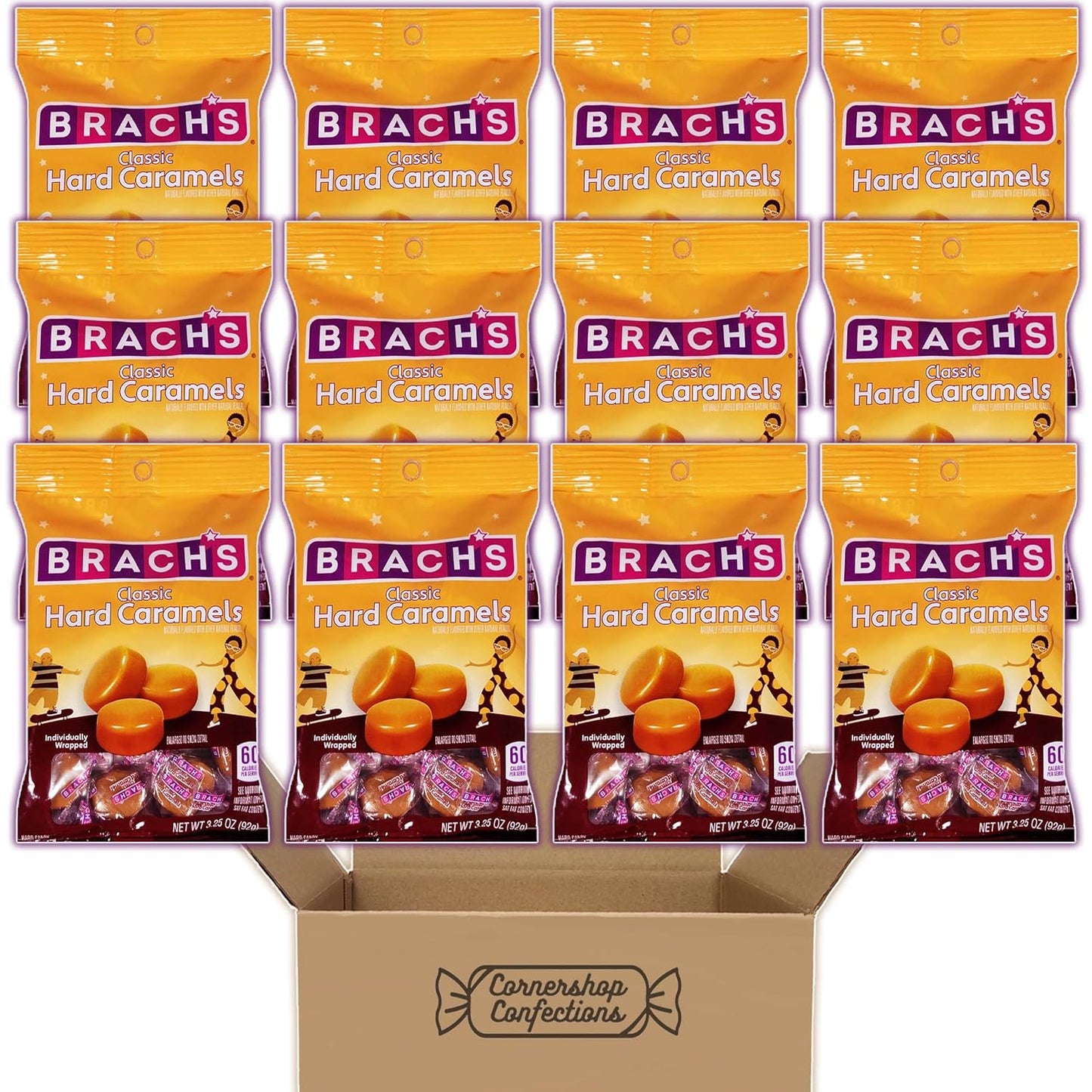 Brach's Caramels Original Flavor 12 Bag Bulk Pack for Sharing