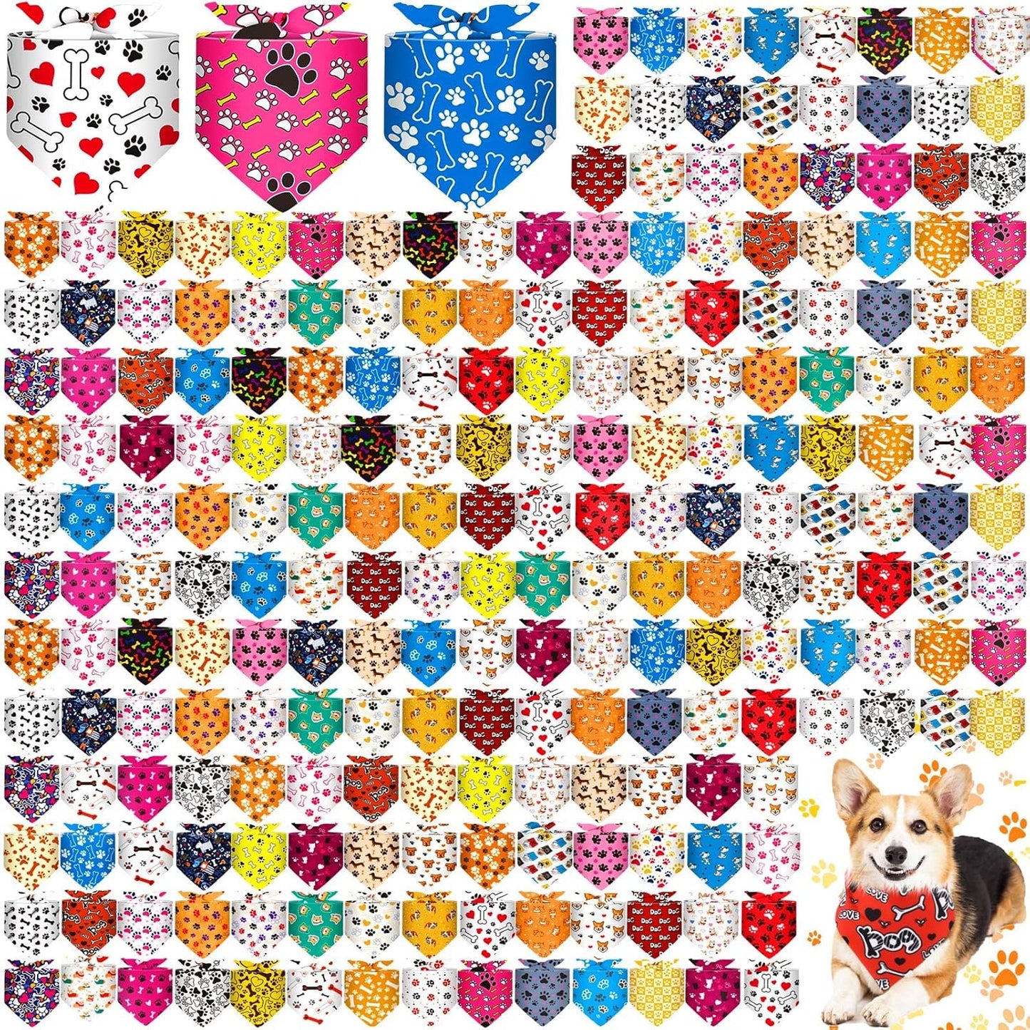 240 Pcs Paw Bone Dog Bandana Set for Summer Fun and Style