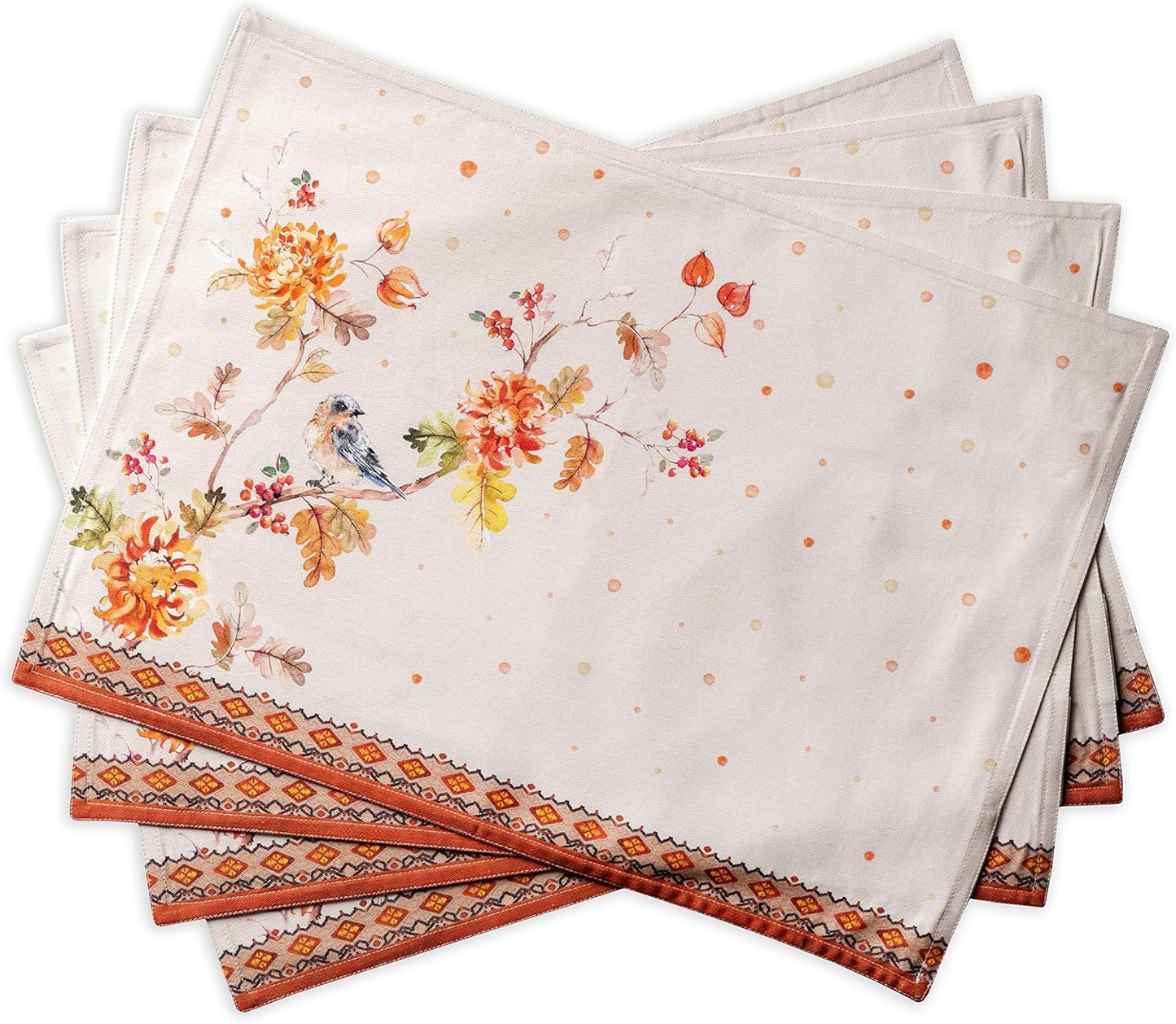 Maison d' Hermine Placemats Set of 4 Cotton Washable Table Mats