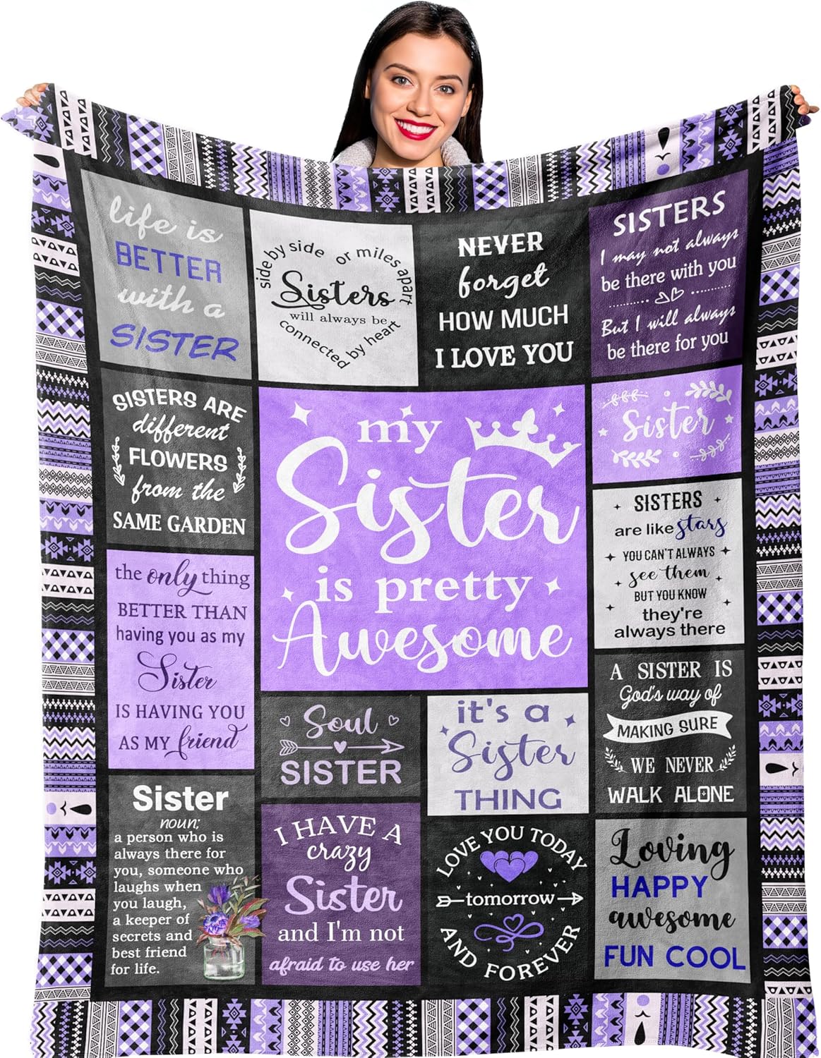 Sister Gifts from Sis: Soft Purple Throw Blanket for Women