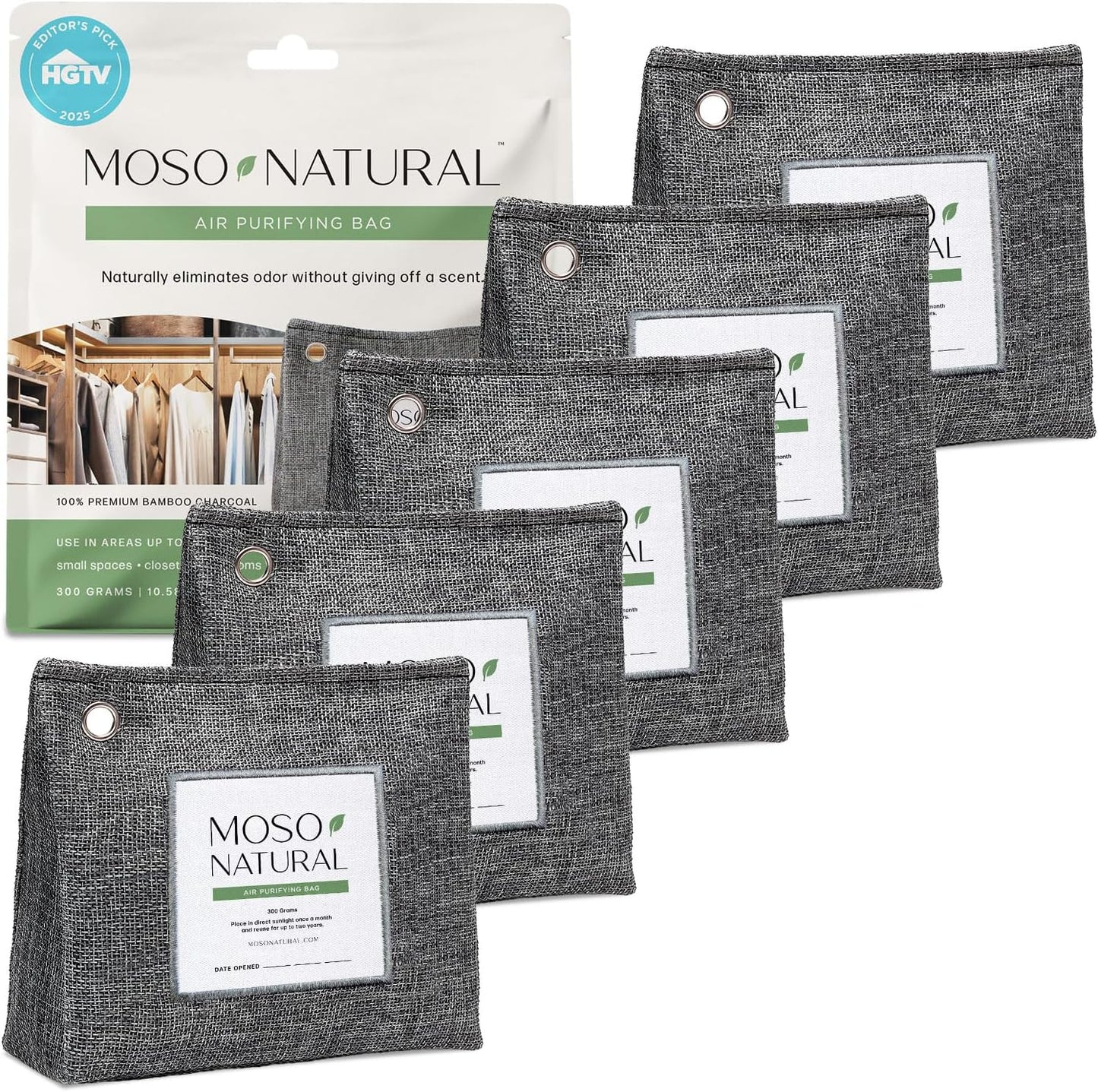 Moso Natural Air Purifying Bag: Premium Bamboo Charcoal Odor Absorber