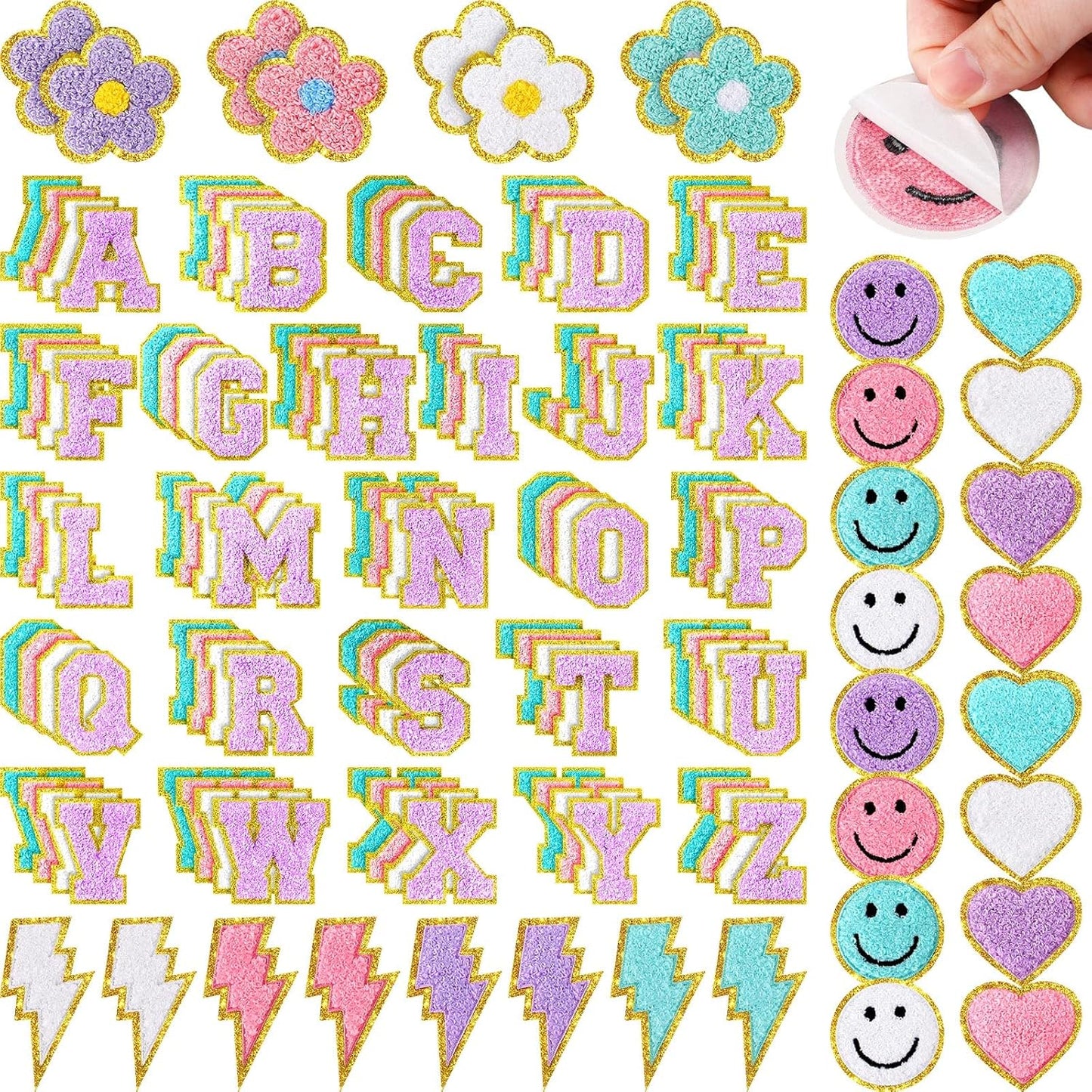 Hanaive 136 Pcs Chenille Iron on Patches for Clothing Decor