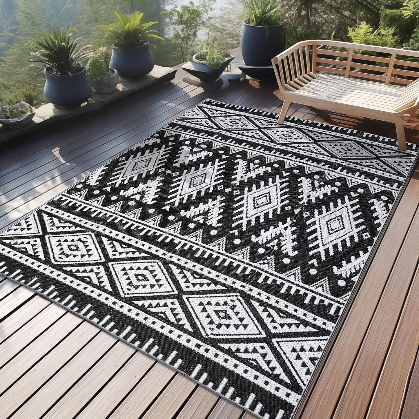 OLANLY Outdoor Rug Waterproof 4x6 ft for Patio and Camp