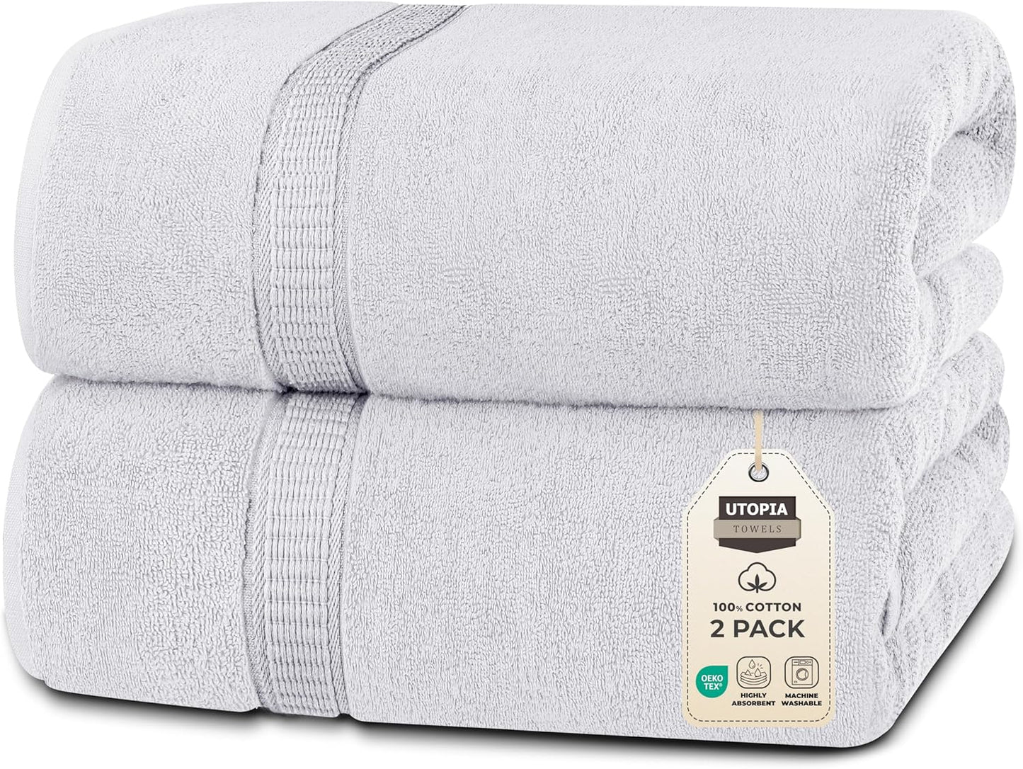 Luxurious Jumbo Bath Sheets Set of 2 - 100% Cotton, 35 by 70 in