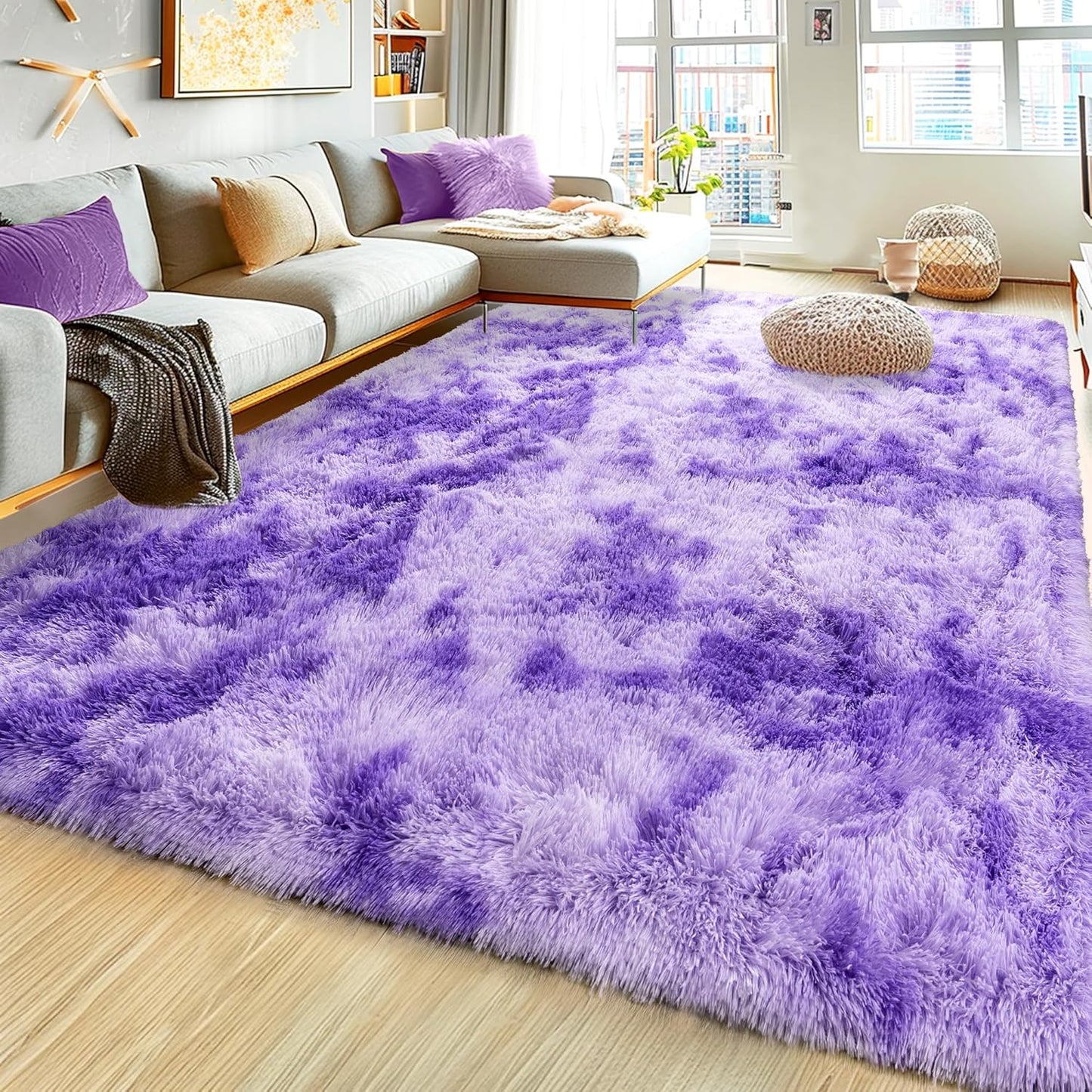 Ultra Fluffy Area Rugs for Living Room Bedroom, 6x9 Fuzzy Rug