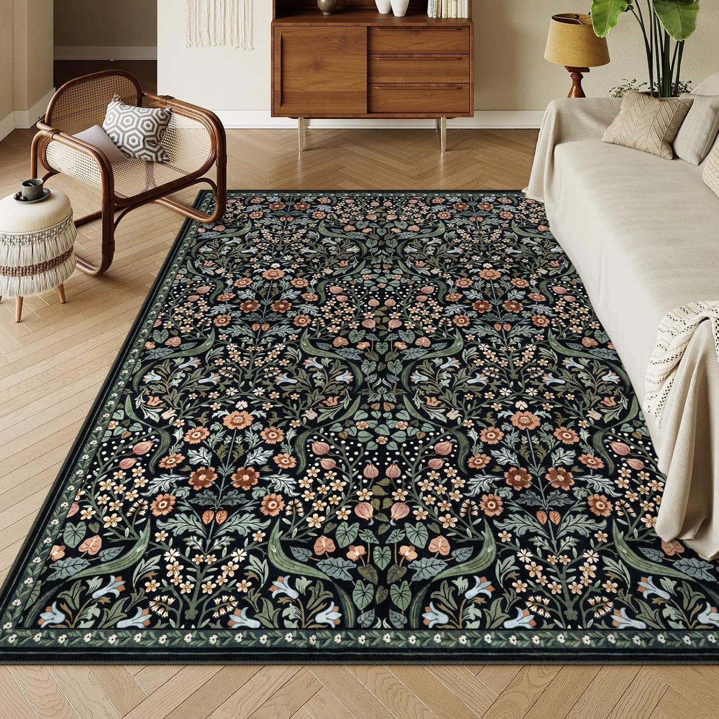 Moynesa Floral Washable Rugs for Living Room and Bedroom