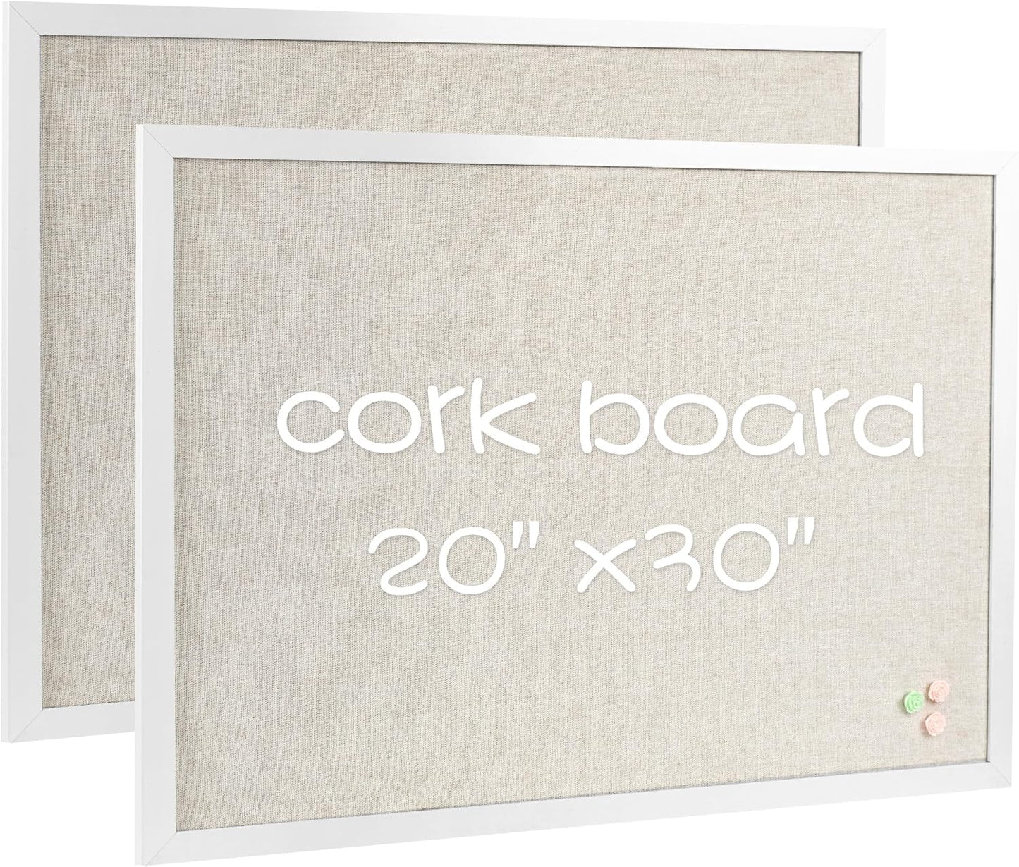 Farmhouse Linen Cork Bulletin Board for Home and Office Use