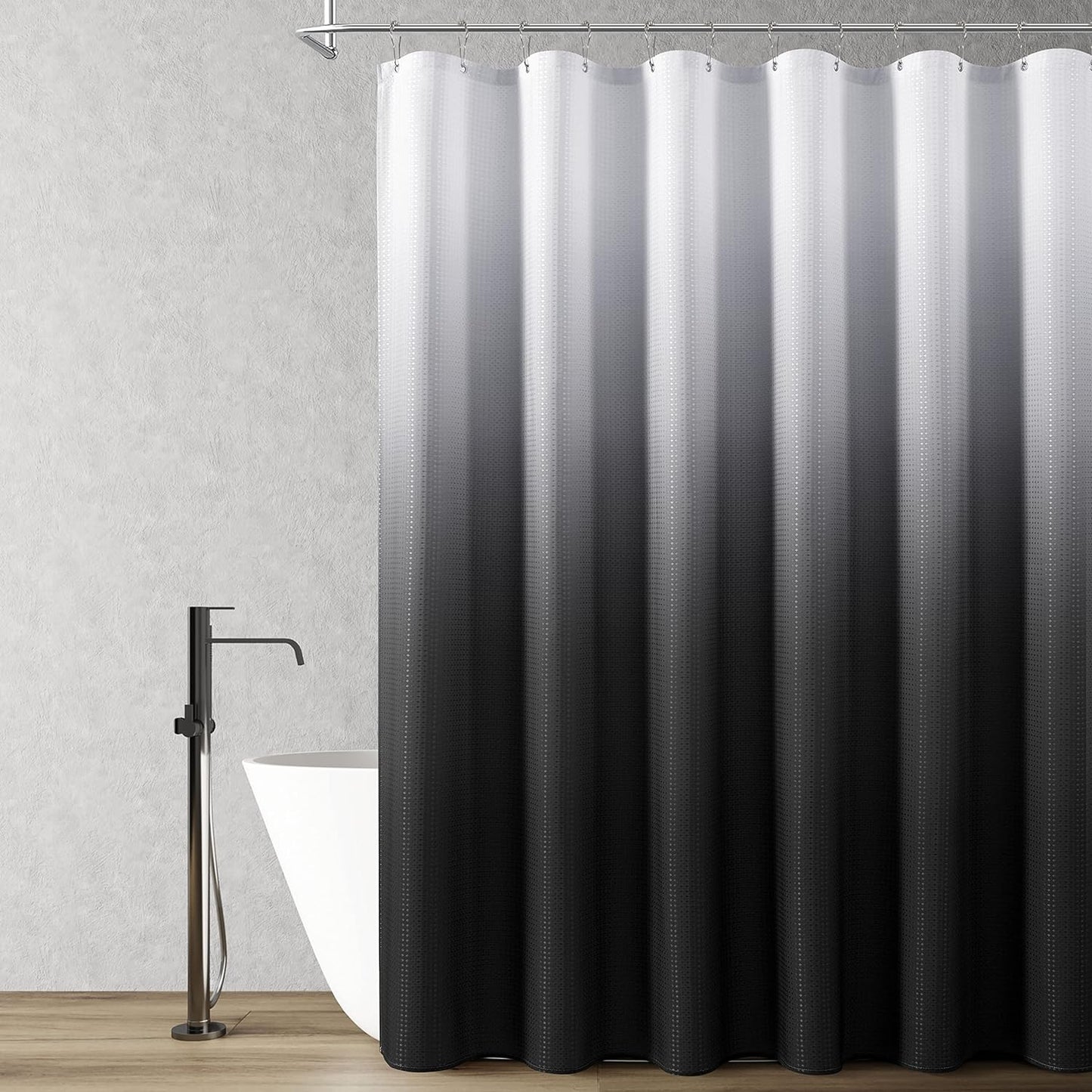 Naturoom Black Ombre Shower Curtain Set - Water Repellent & Machine Washable