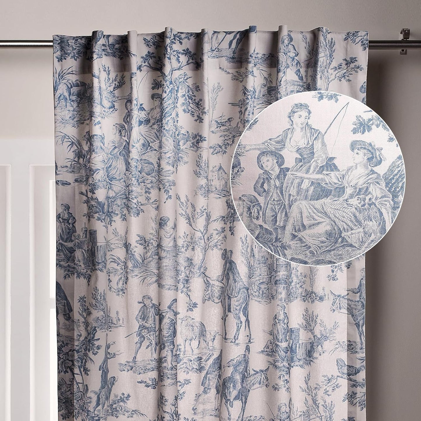 Elegant 100% Cotton Light Filtering Toile Curtains for Home