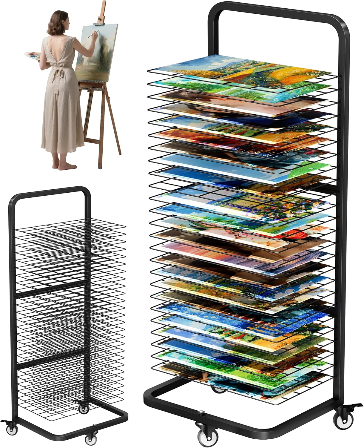 Art Drying Rack with 25 Removable Shelves for Efficient Storage