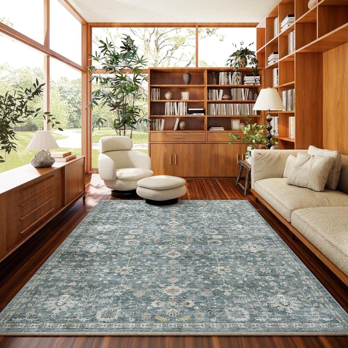 6x9 Washable Rug for Vintage Boho Decor - Non-Slip & Soft