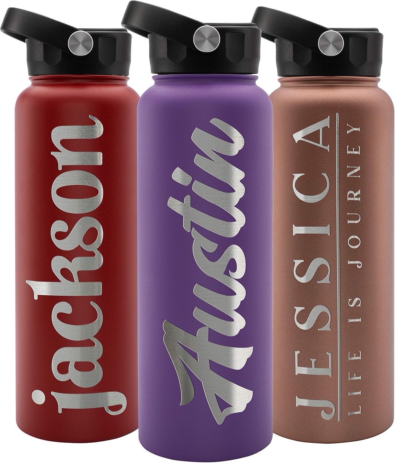 Personalized Water Bottle with Straw Lid - 40 oz Insulated