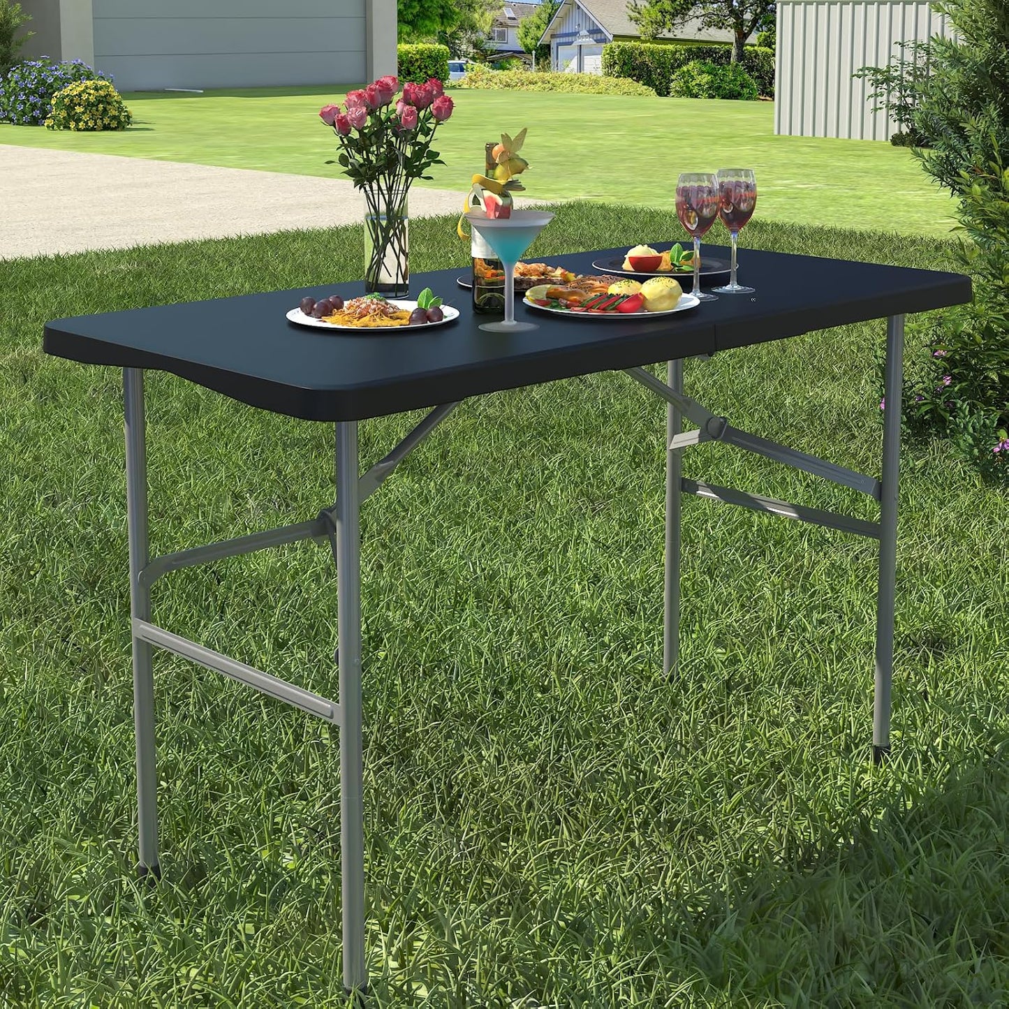 Foldable Table 4ft - Heavy Duty Portable Dining Table for Events