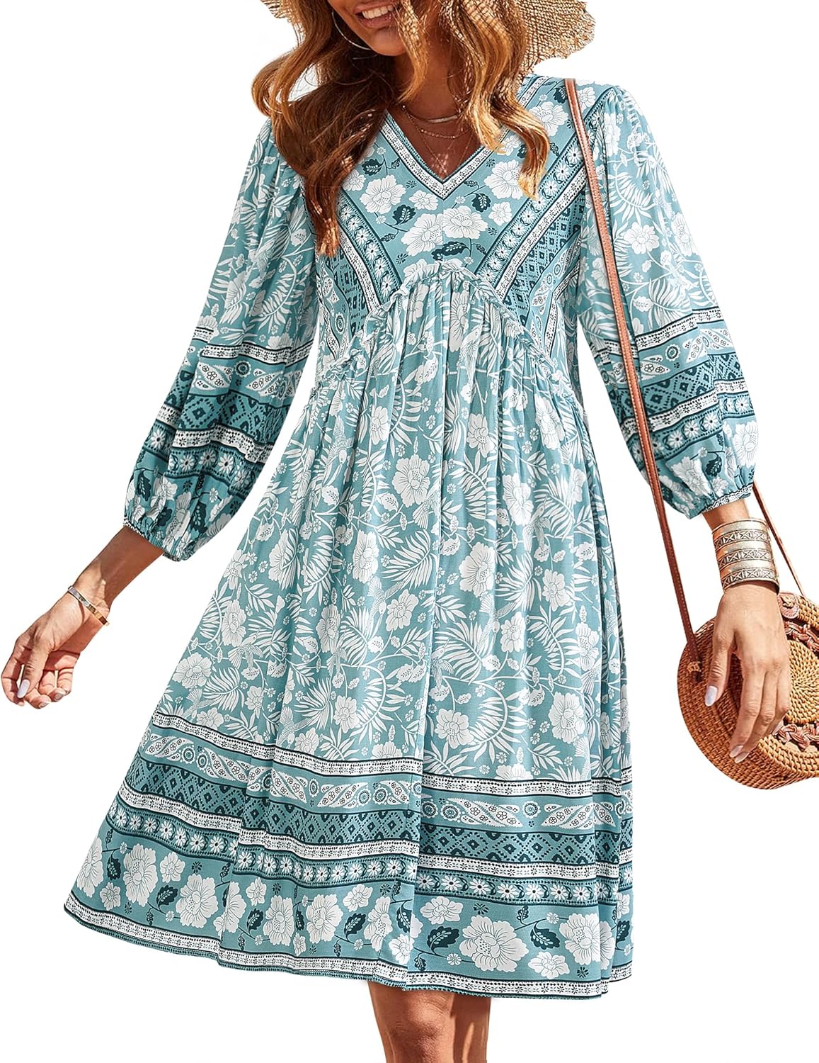 BTFBM Women Casual Spring Summer Dresses V Neck Ruffle Mini