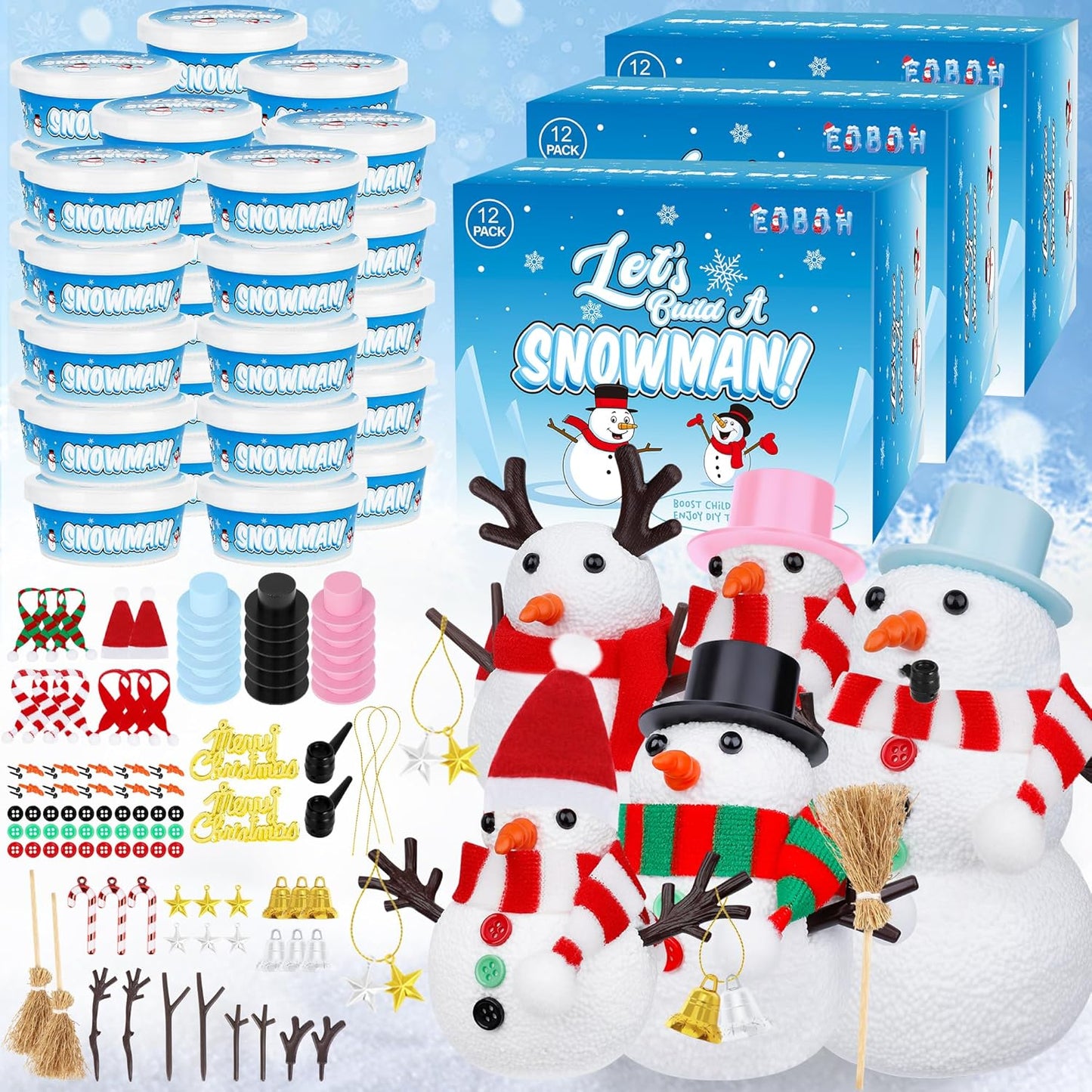 36 Pack Build a Snowman Kit for Creative Winter Crafts Fun