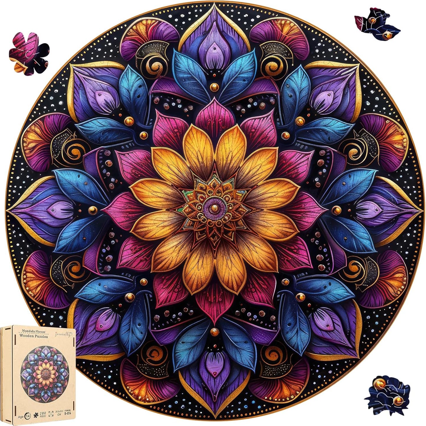 Mandela Wooden Jigsaw Puzzles - Unique Flower Puzzles for All