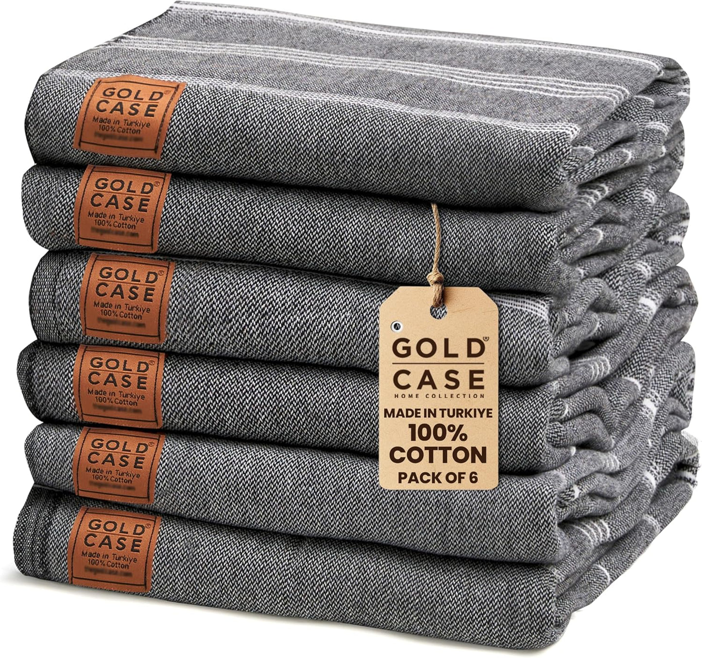 Lycia Turkish Beach Towel Set of 6 - 100% Cotton Quick Dry