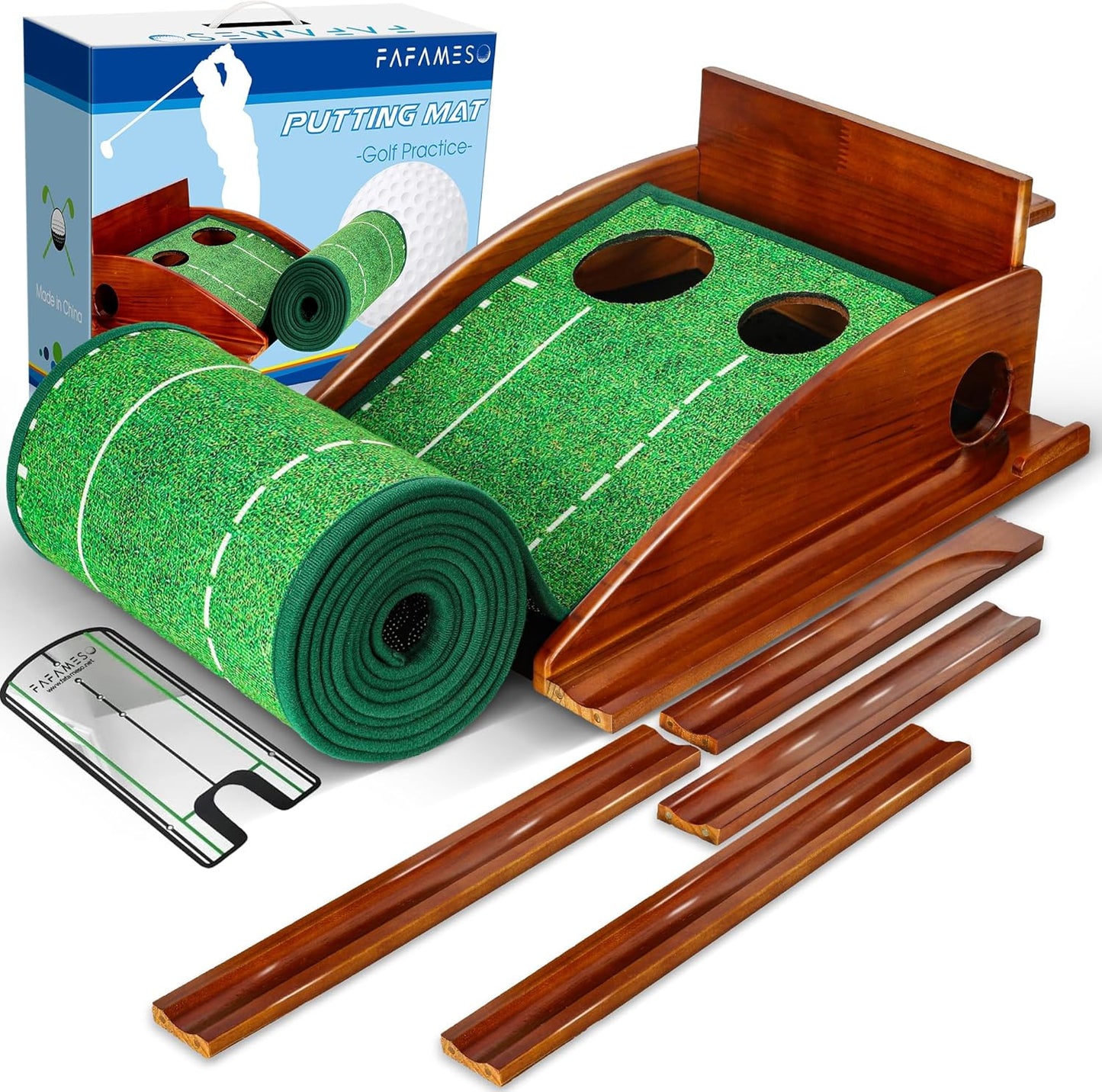 Golf Putting Mat with Ball Return - Indoor Training Aid for Home