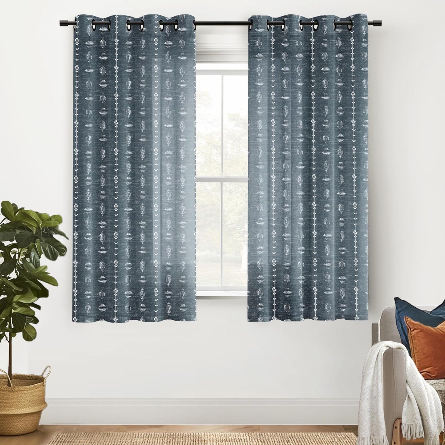 Denim Blue Curtains for Living Room and Bedroom Decor