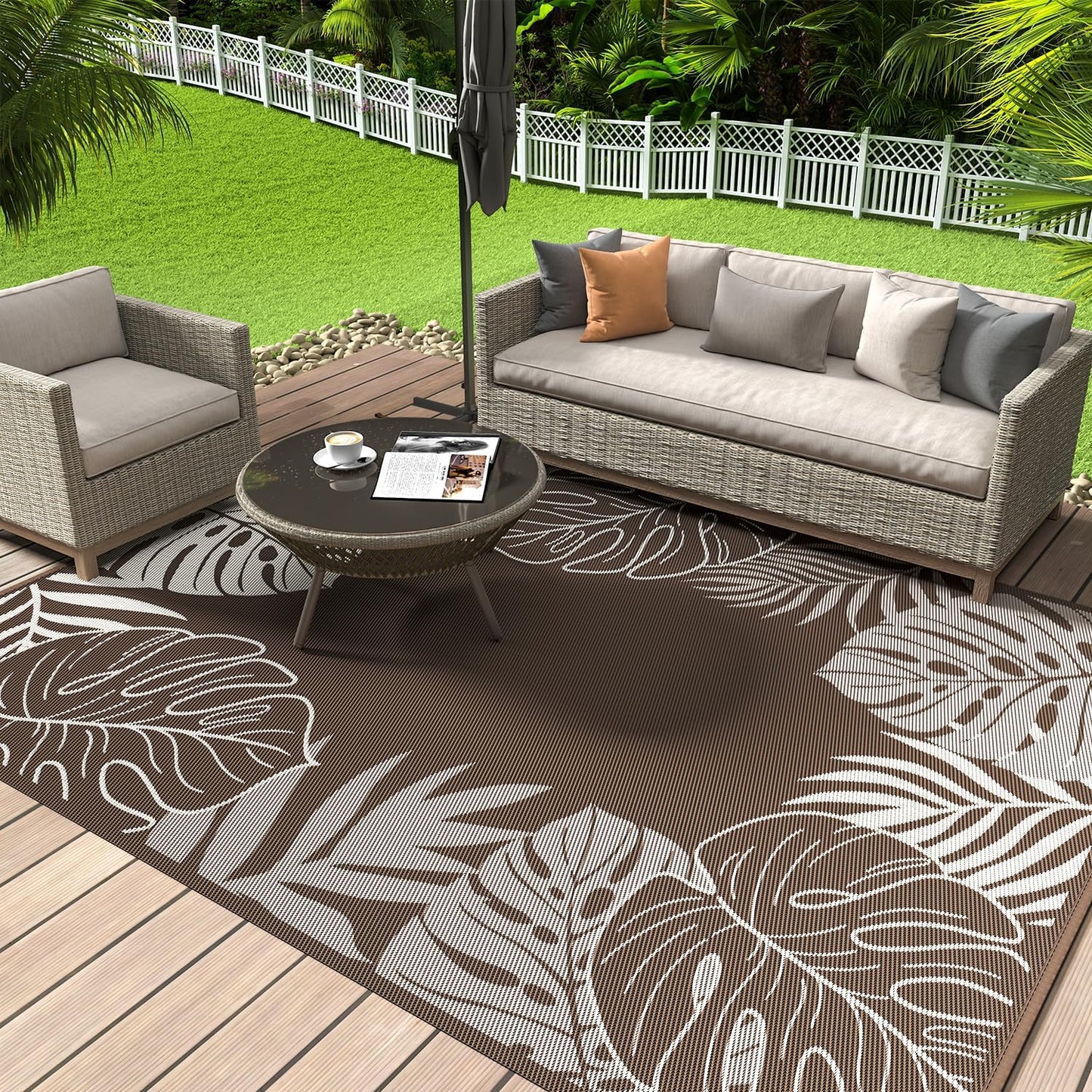COCOER Tropical Outdoor Rug 6x9 Waterproof Quick Dry Carpet