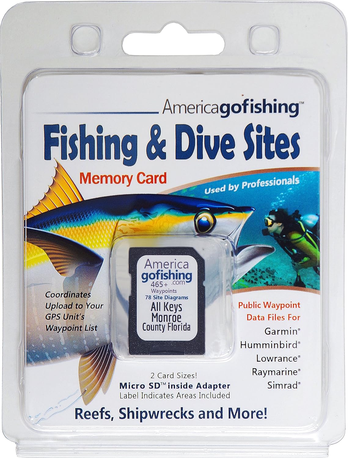 Fishing and Dive Sites Memory Card for Monroe County Florida