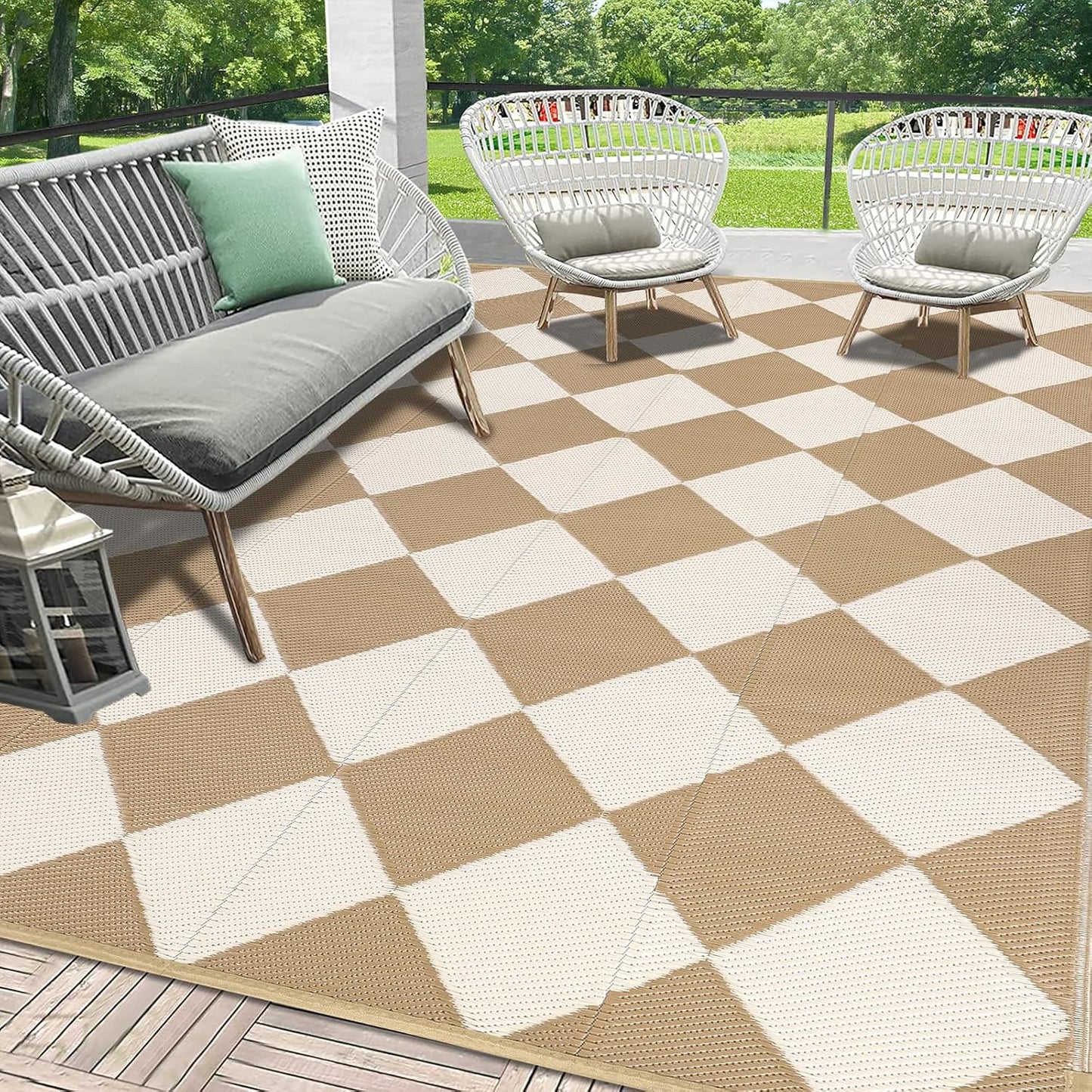 HEBE Outdoor Rug Waterproof 9x12 for Patio and Camping Use