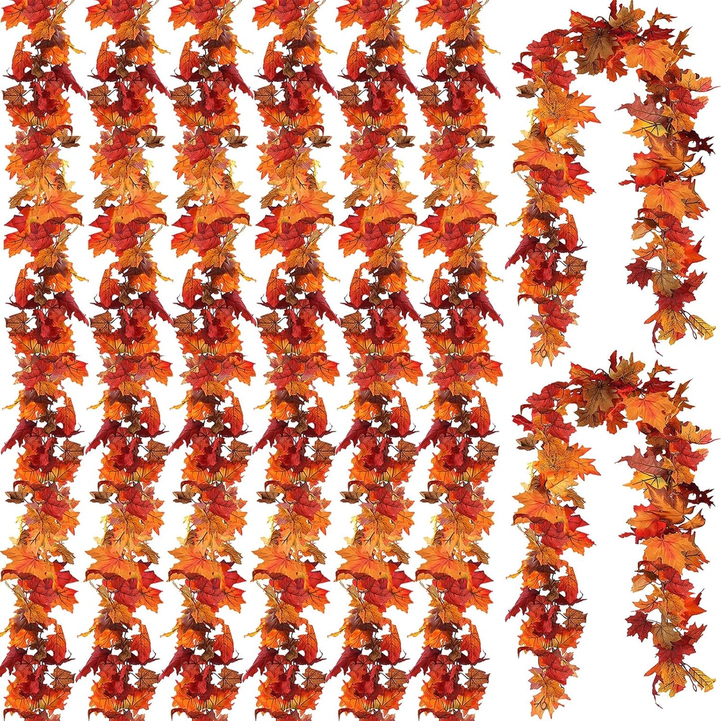 CQURE Fall Leaf Garland - 8 Pack Autumn Decor for Home