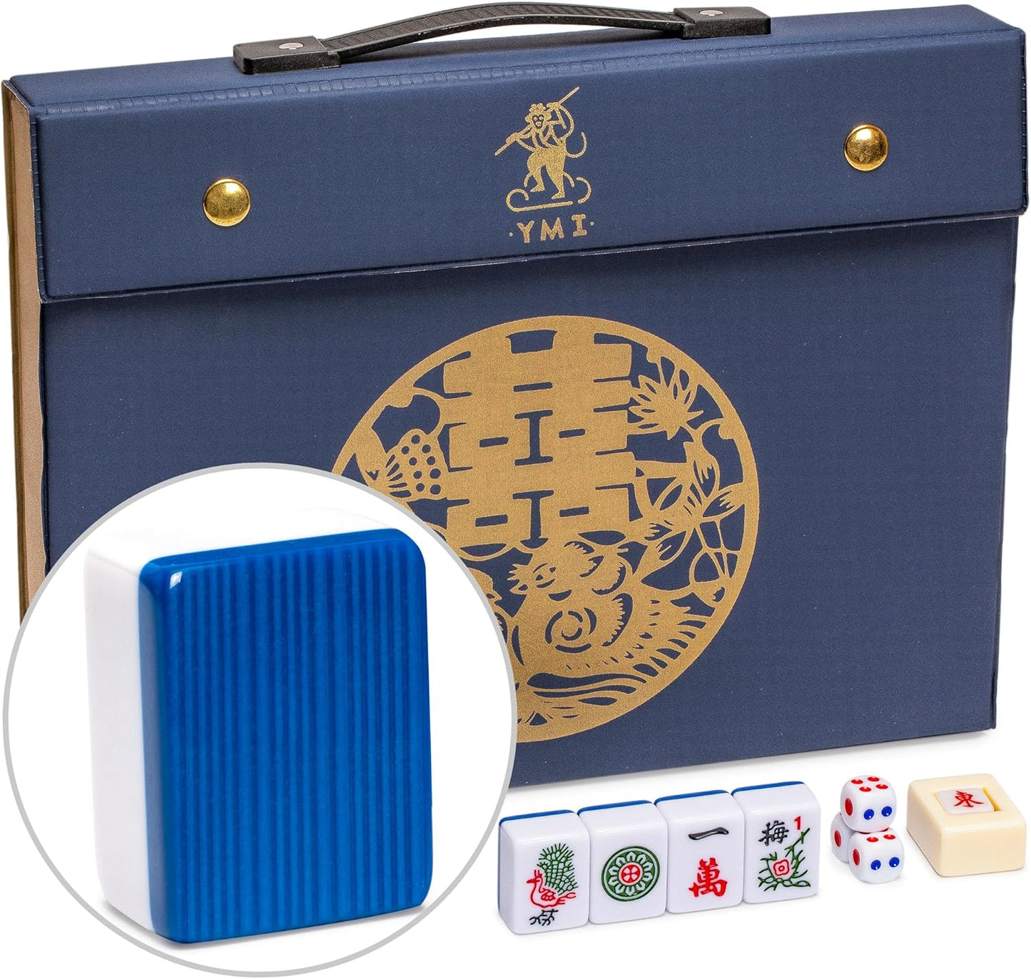 Royal Azure Chinese Mahjong Set with 146 Medium Tiles