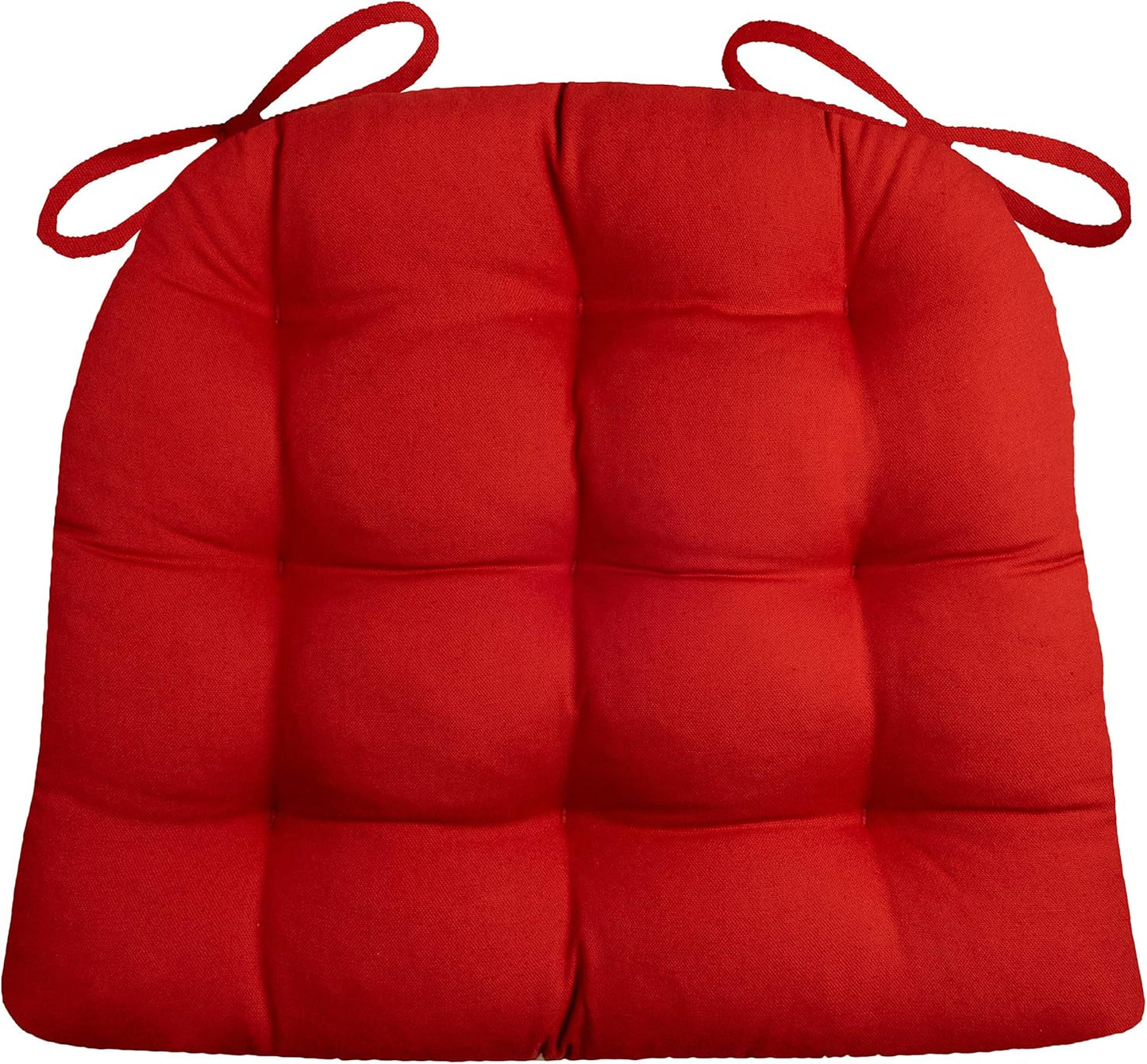 Cotton Duck Red Dining Chair Pad with Ties for Comfort