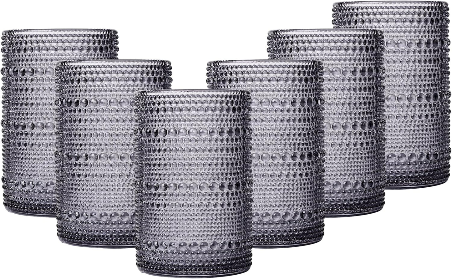 Grey Vintage Hobnail Drinking Glasses Set of 6 for Every Occasion