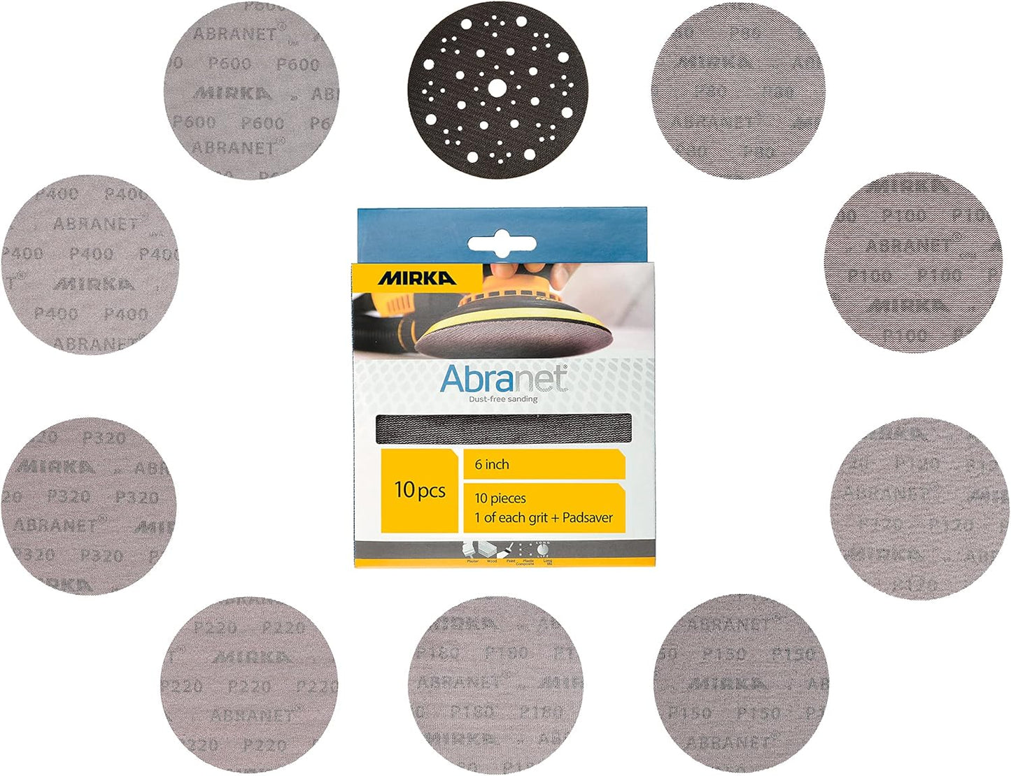 Mirka Abranet Net Discs Mix Pack - 10 pcs + Pad Saver