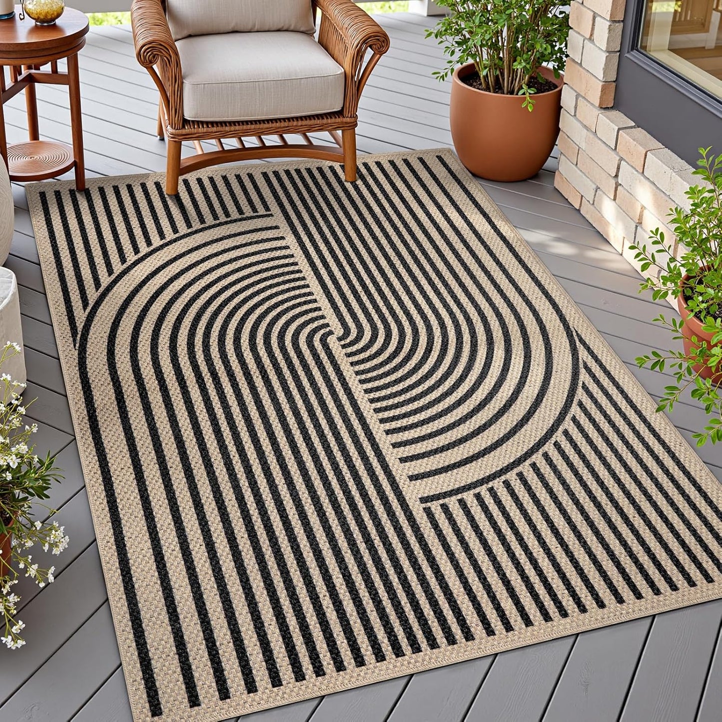 Tangsoo Easy Jute 3x5 Outdoor Rug for Modern Farmhouse Style