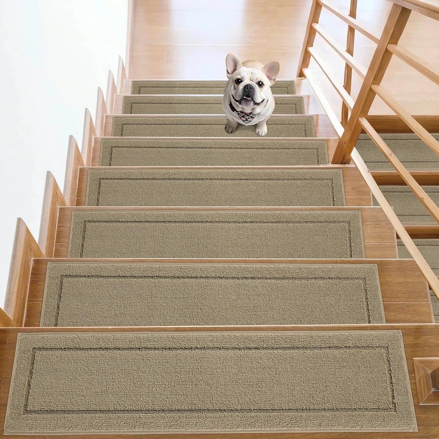 Non-Slip Stair Treads for Wooden Steps Indoor, 15 Pack Beige