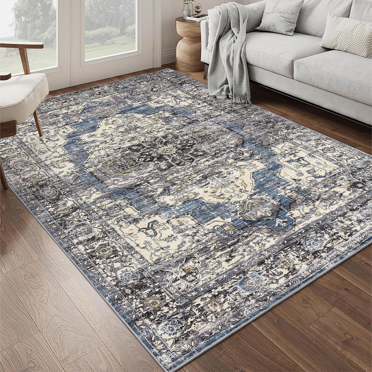 5x7 Area Rugs for Living Room, Stain Resistant Washable Rugs